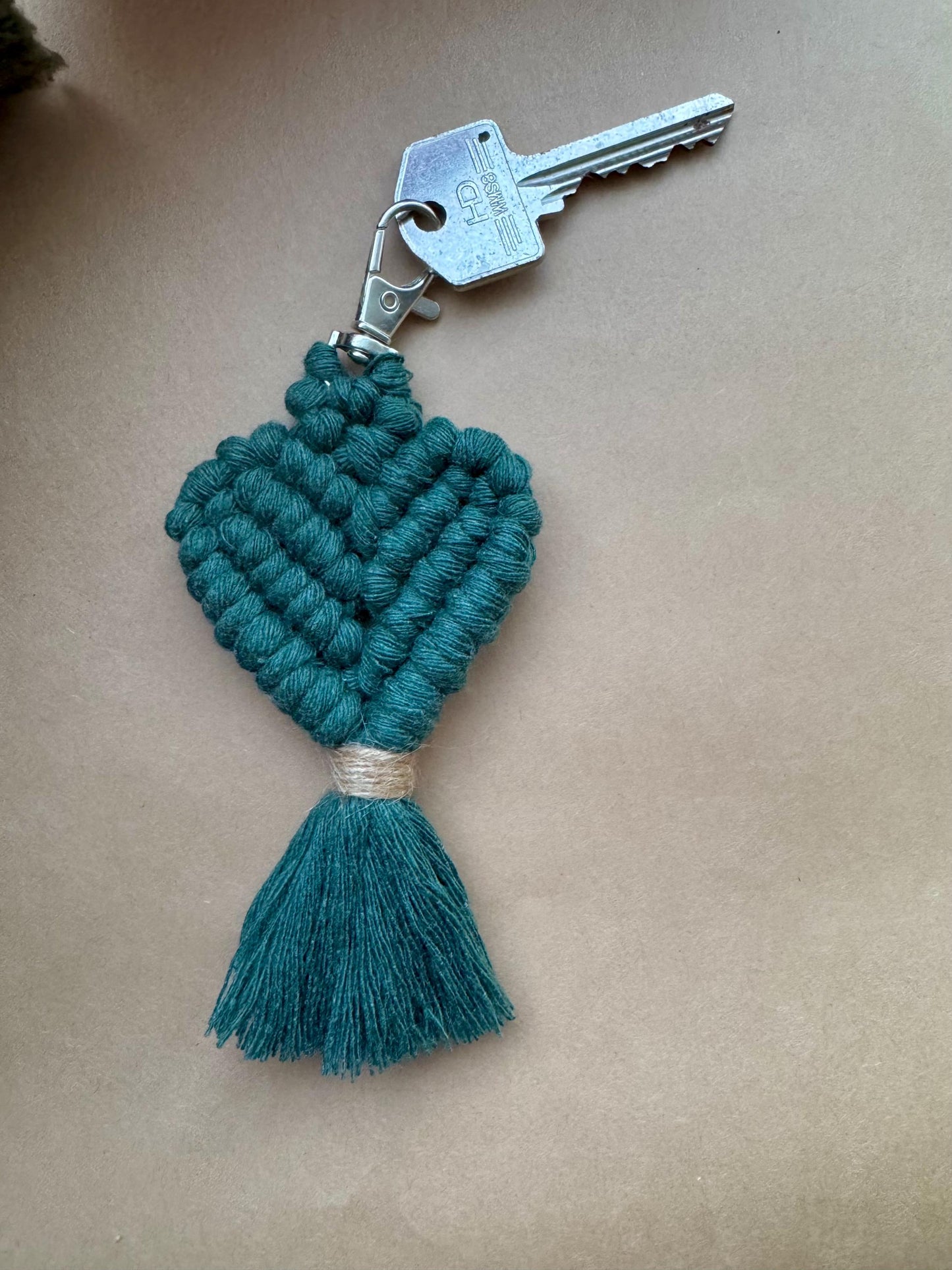 Macrame Heart Keyring | Ready-to-Post Studio Sample | Boho Valentine's Gift