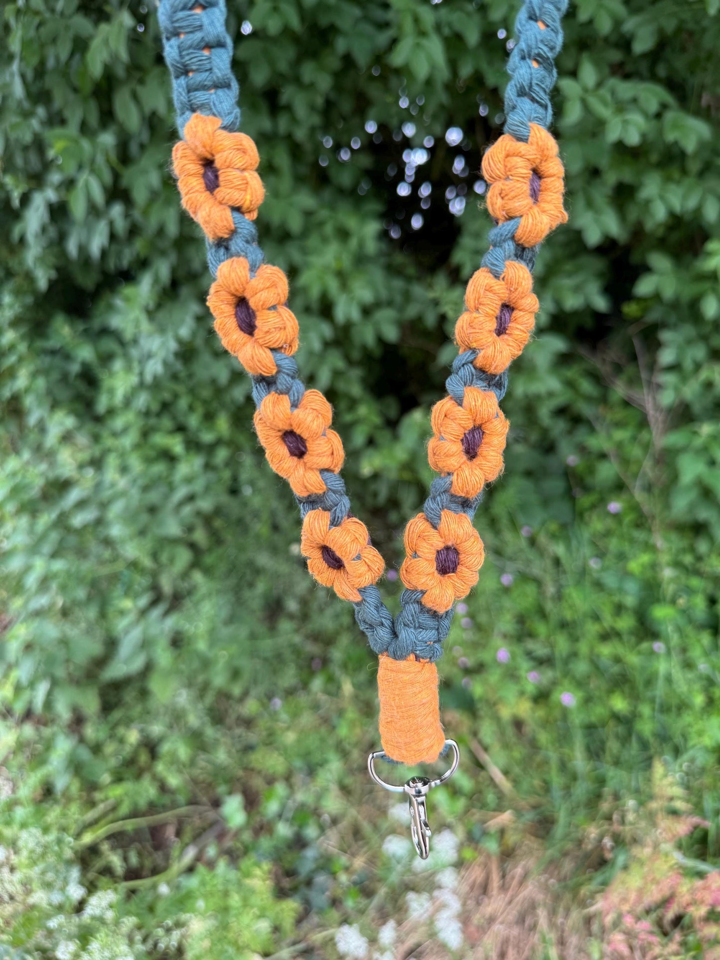 Handmade Macrame Flower Lanyard | Custom ID Holder with Breakaway Clip
