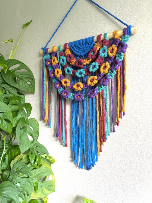 Floral Macrame Wall Hanging | Colourful Boho Home Decor