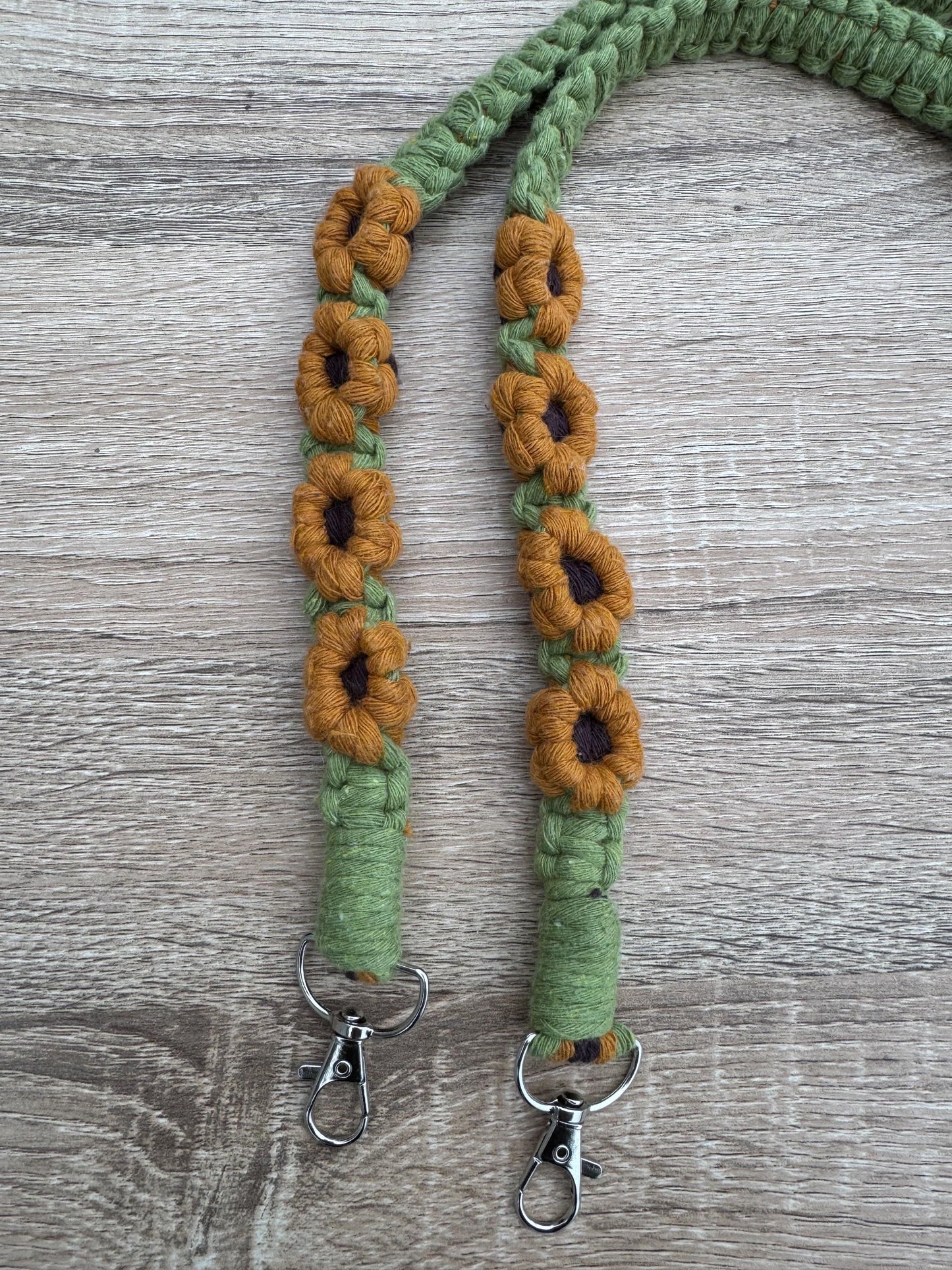 Sunflower Macrame Crossbody Strap | Ready-to-Post Studio Sample | Handmade Floral Small Bag Accessory