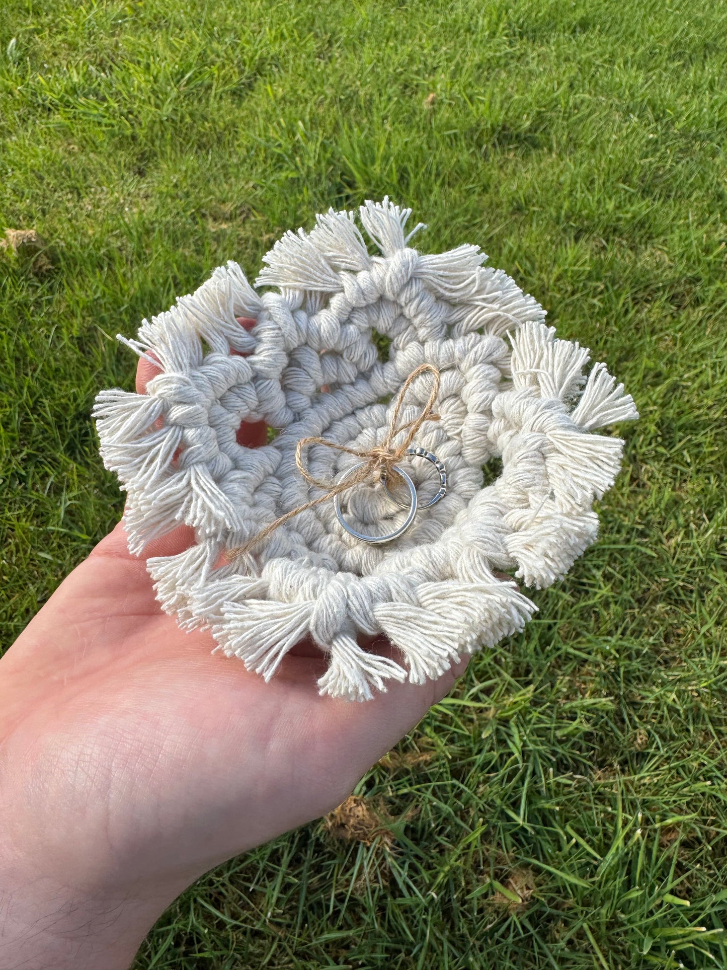 Handmade Macrame Wedding Ring Holder: Boho Ceremony Keepsake