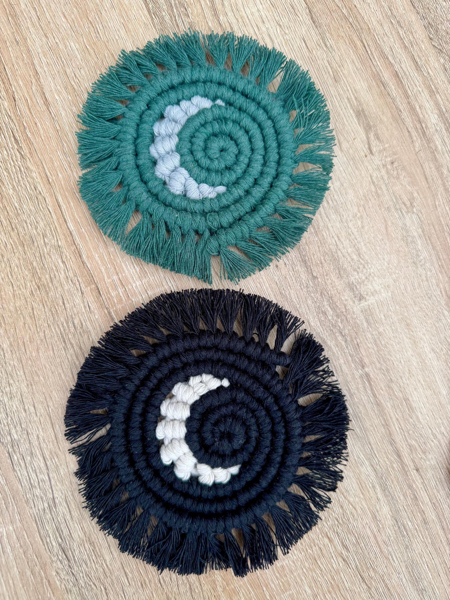 Custom Macrame Moon Coaster | Handmade Cotton Mug Rug | Boho & Celestial Home Decor