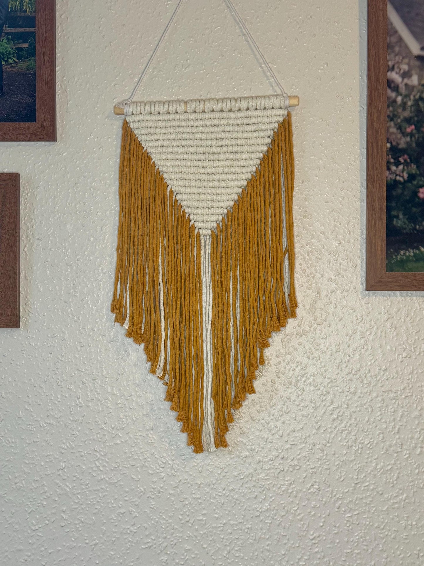 Mustard Yellow Macrame Wall Hanging | Handmade Geometric Fiber Art | Minimalist Boho Decor