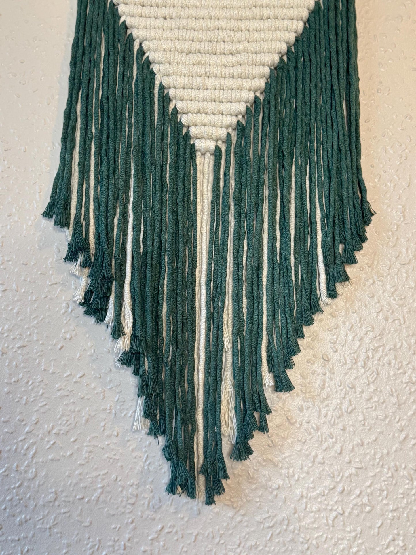 Dark Green Macrame Wall Hanging | Handmade Geometric Fiber Art | Minimalist Boho Decor