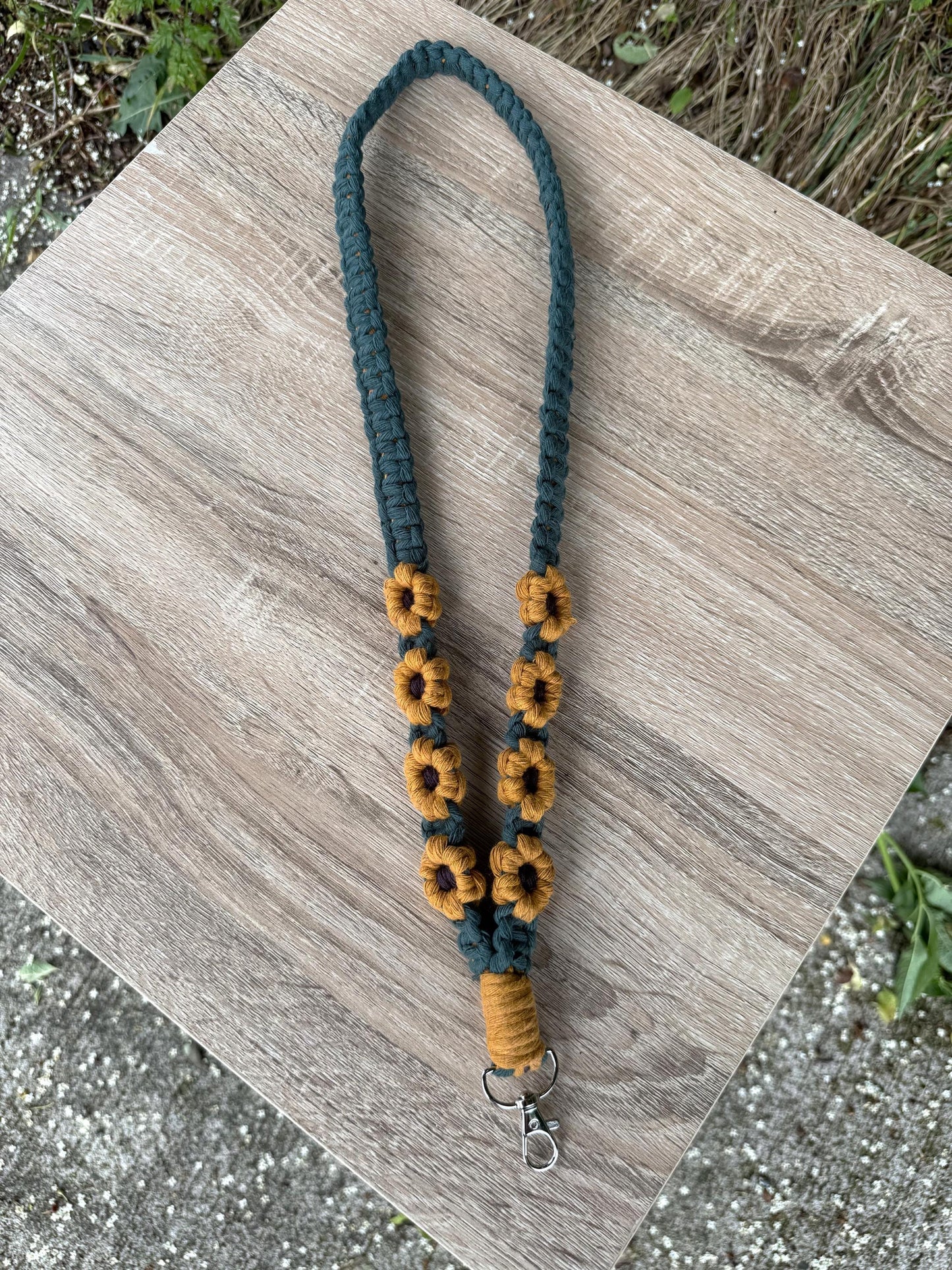 Handmade Macrame Flower Lanyard | Custom ID Holder with Breakaway Clip
