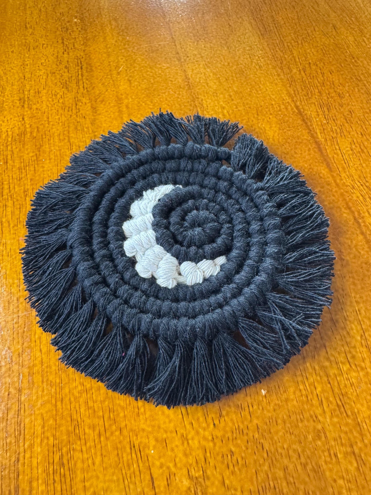 Macrame Moon Coaster | Ready-to-Post Studio Sample | Handmade Cotton Mug Rug | Boho & Celestial Home Decor