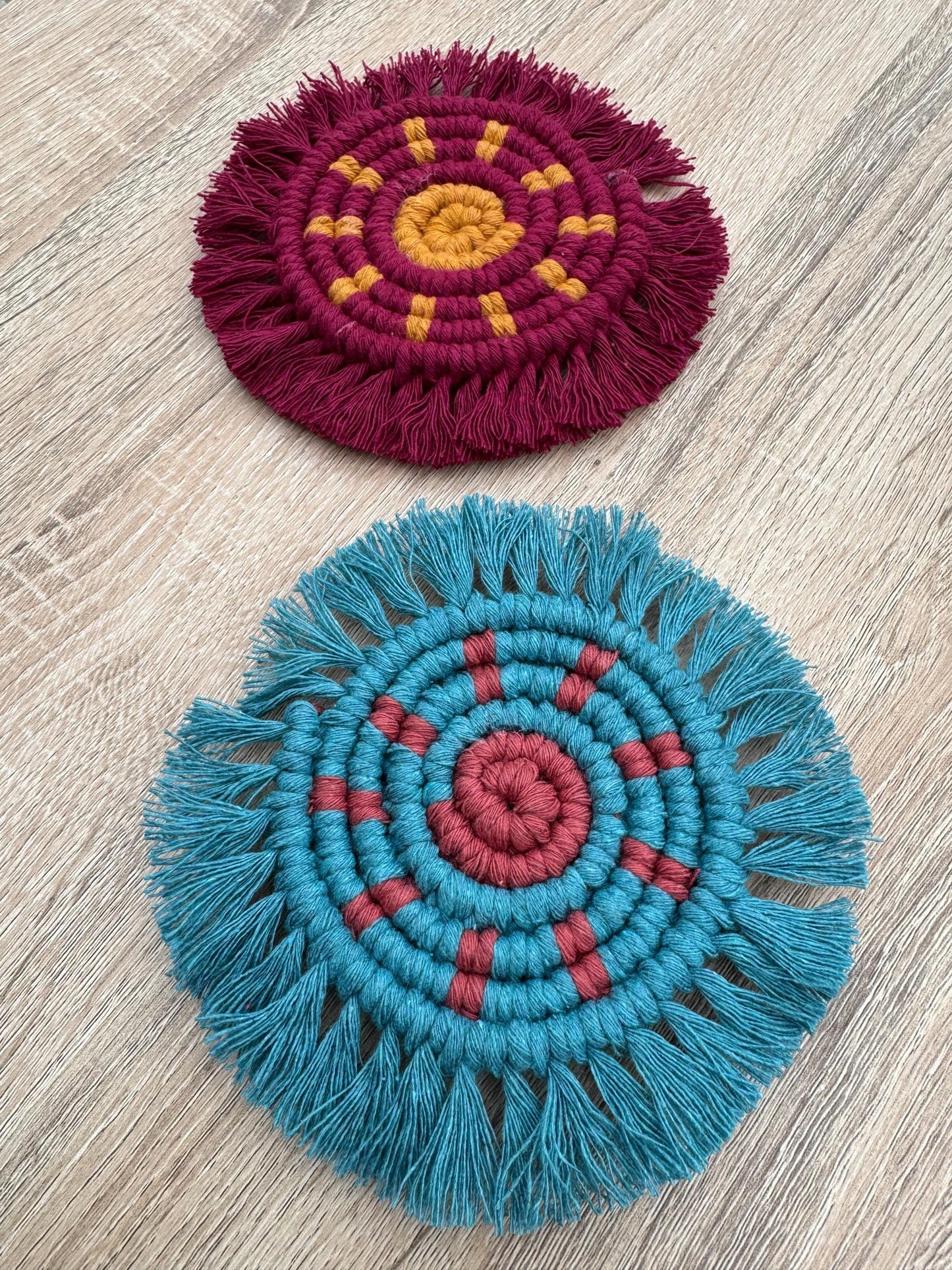 Custom Macrame Sun Coaster | Handmade Cotton Mug Rug | Boho & Celestial Home Decor