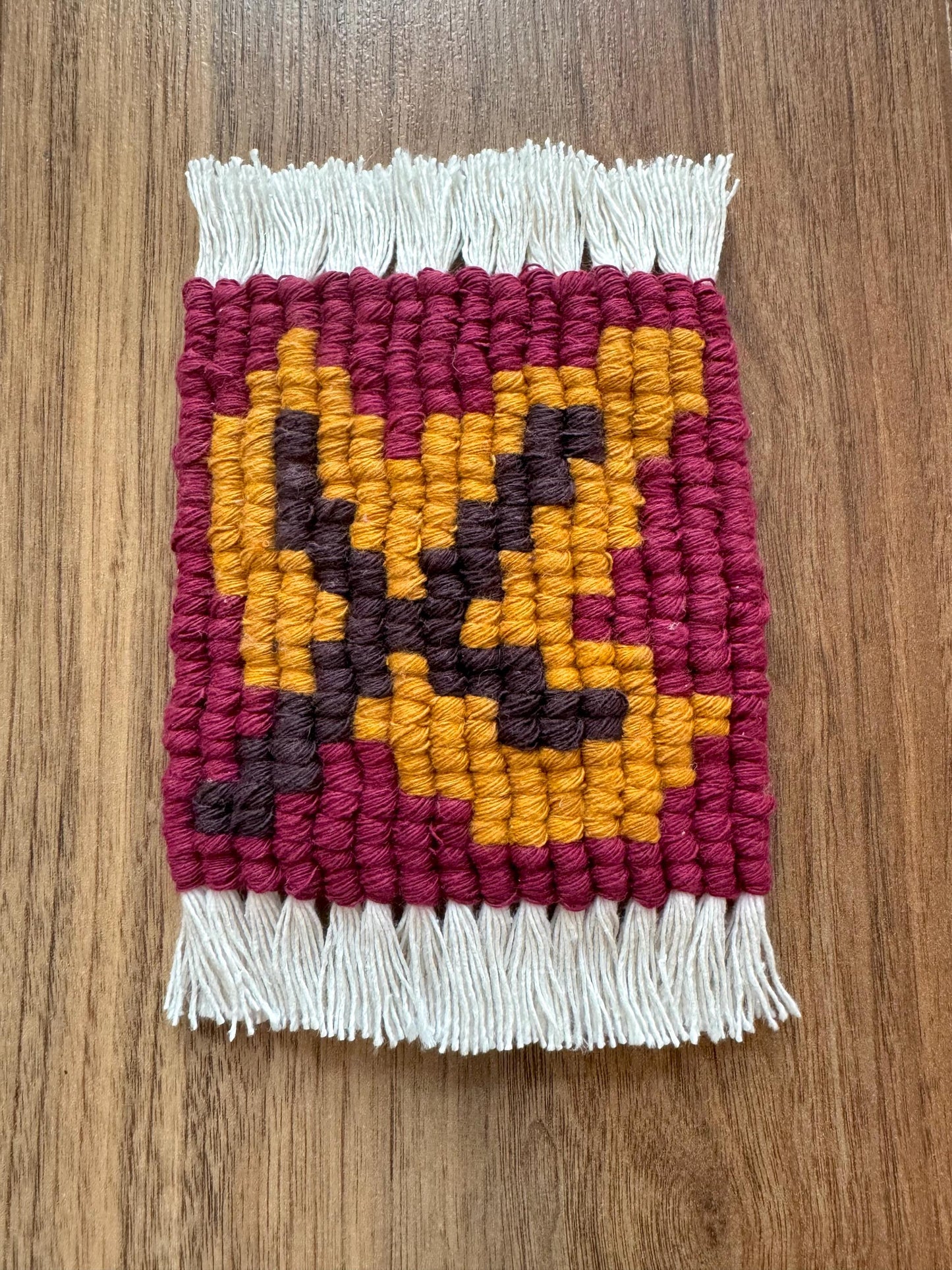 Autumn Macrame Coasters | Pixel Pumpkin, Mushroom & Leaf Drink Mats