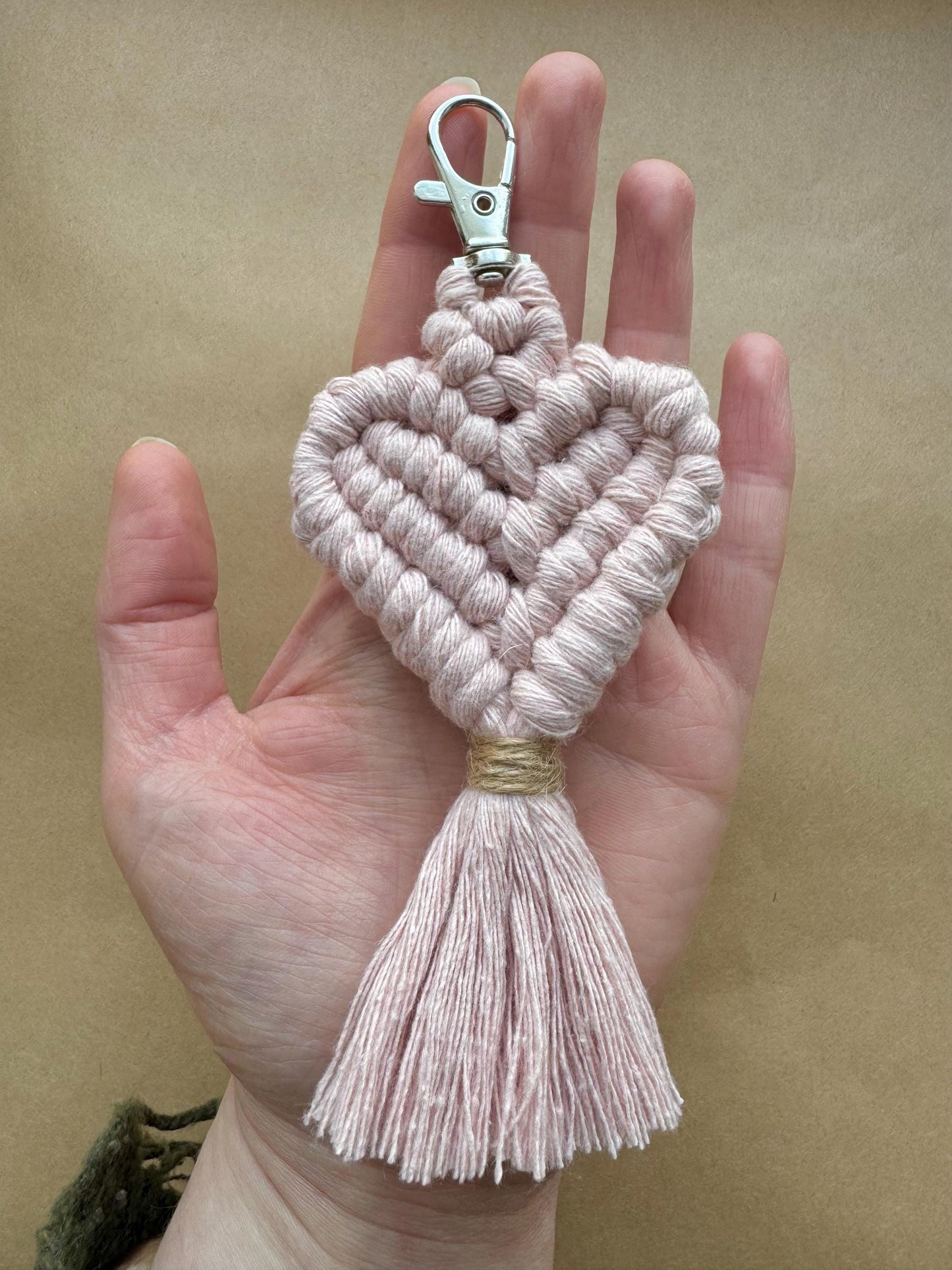 Macrame Heart Keyring | Ready-to-Post Studio Sample | Boho Valentine's Gift