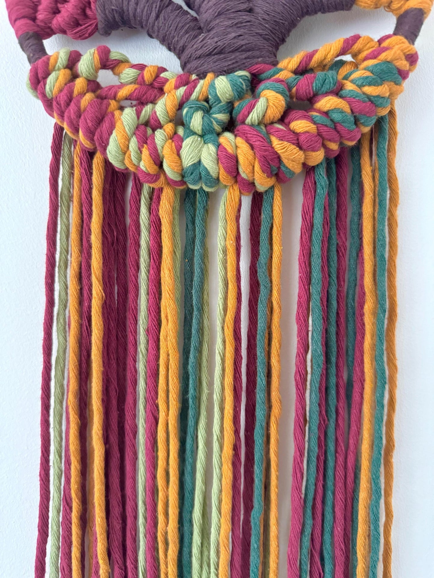Autumn Macrame Tree of Life | Colourful Boho Wall Hanging with Cotton Cord