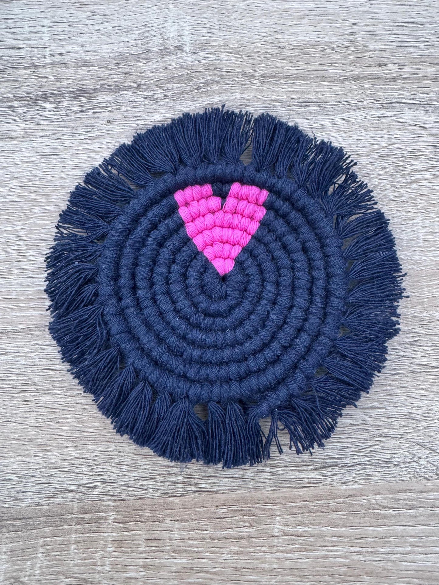Handmade Macrame Heart Coaster | Ready-to-Post Studio Sample | Boho Home Decor | Valentine's Day Gift