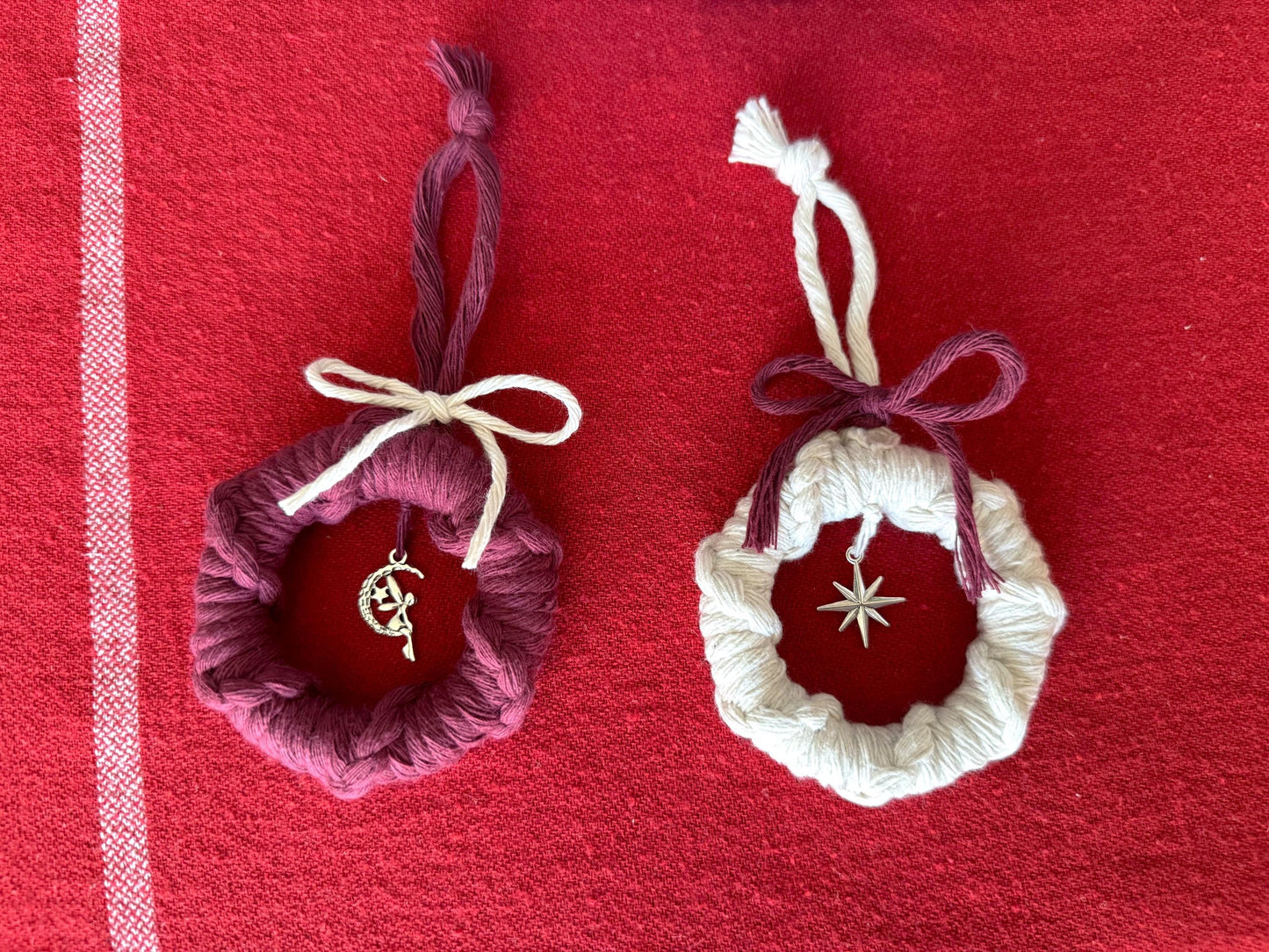 Macrame Fairy Ornament | Custom Handmade Christmas Decoration | Boho Bauble with Fairy Moon Charm