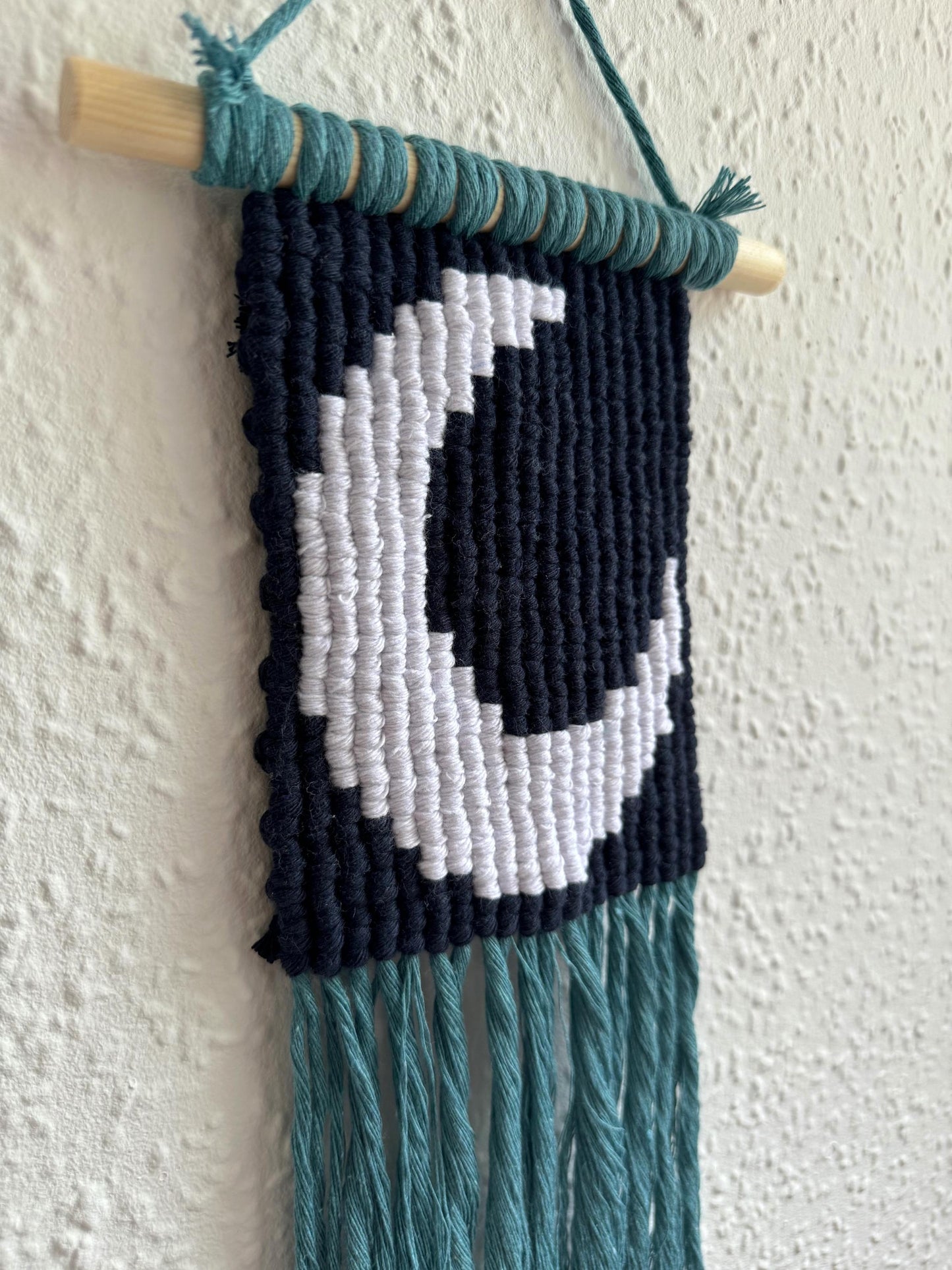 Crescent Moon Pixel Macrame Wall Hanging | Handcrafted Celestial Tapestry | Custom Boho Home Decor