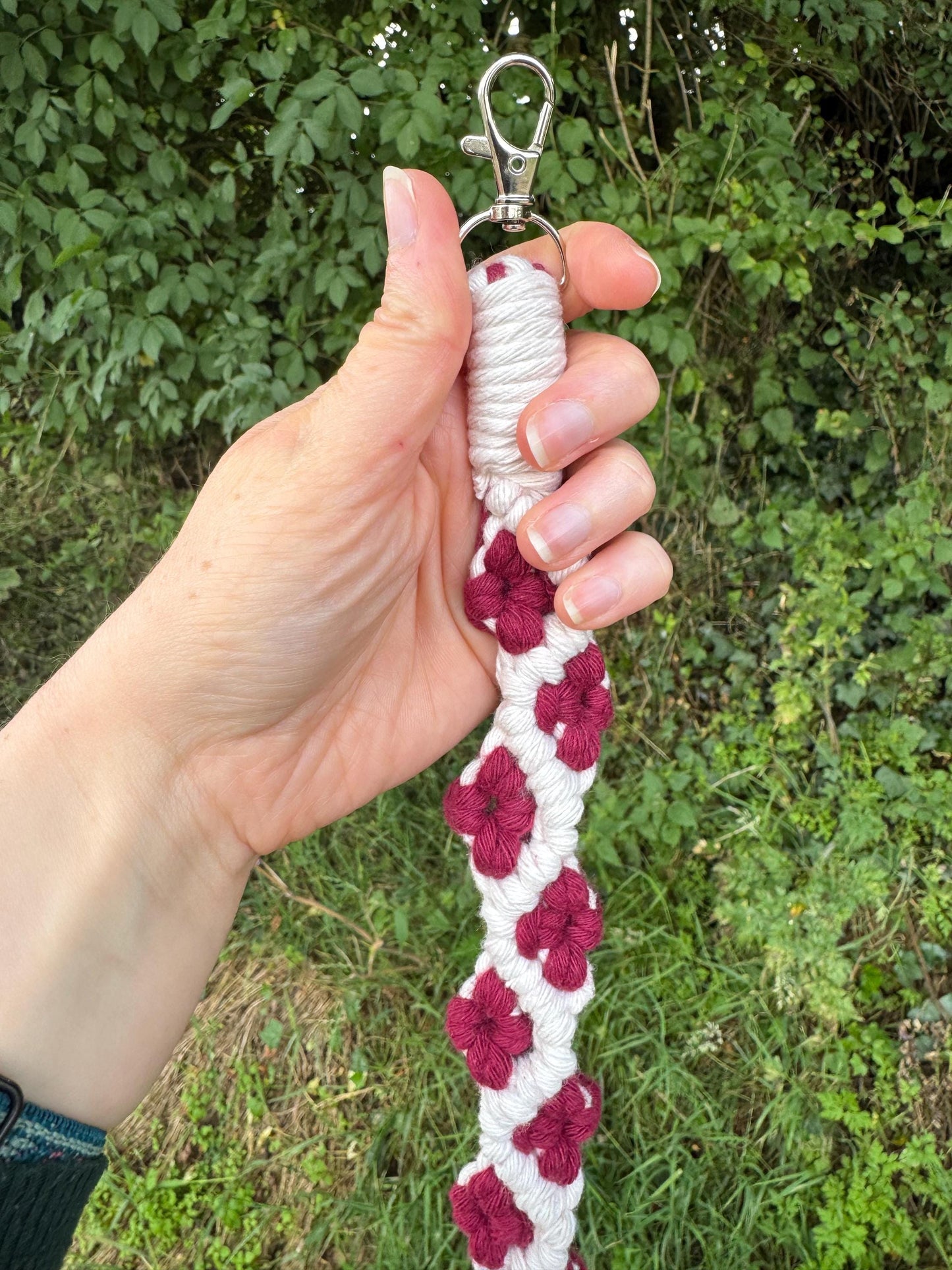 Floral Macrame Crossbody Strap | Ready-to-Post Studio Sample | Handmade Boho Small Bag Accessory