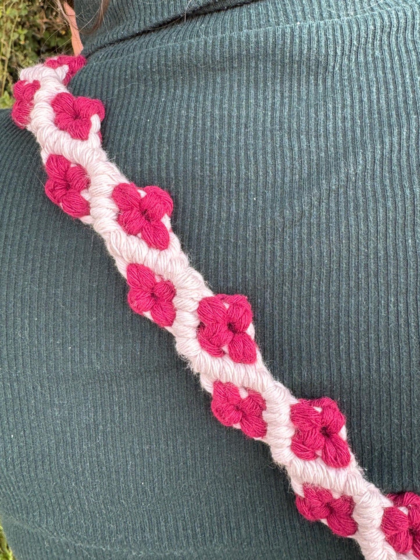 Floral Macrame Crossbody Strap | Ready-to-Post Studio Sample | Handmade Boho Small Bag Accessory