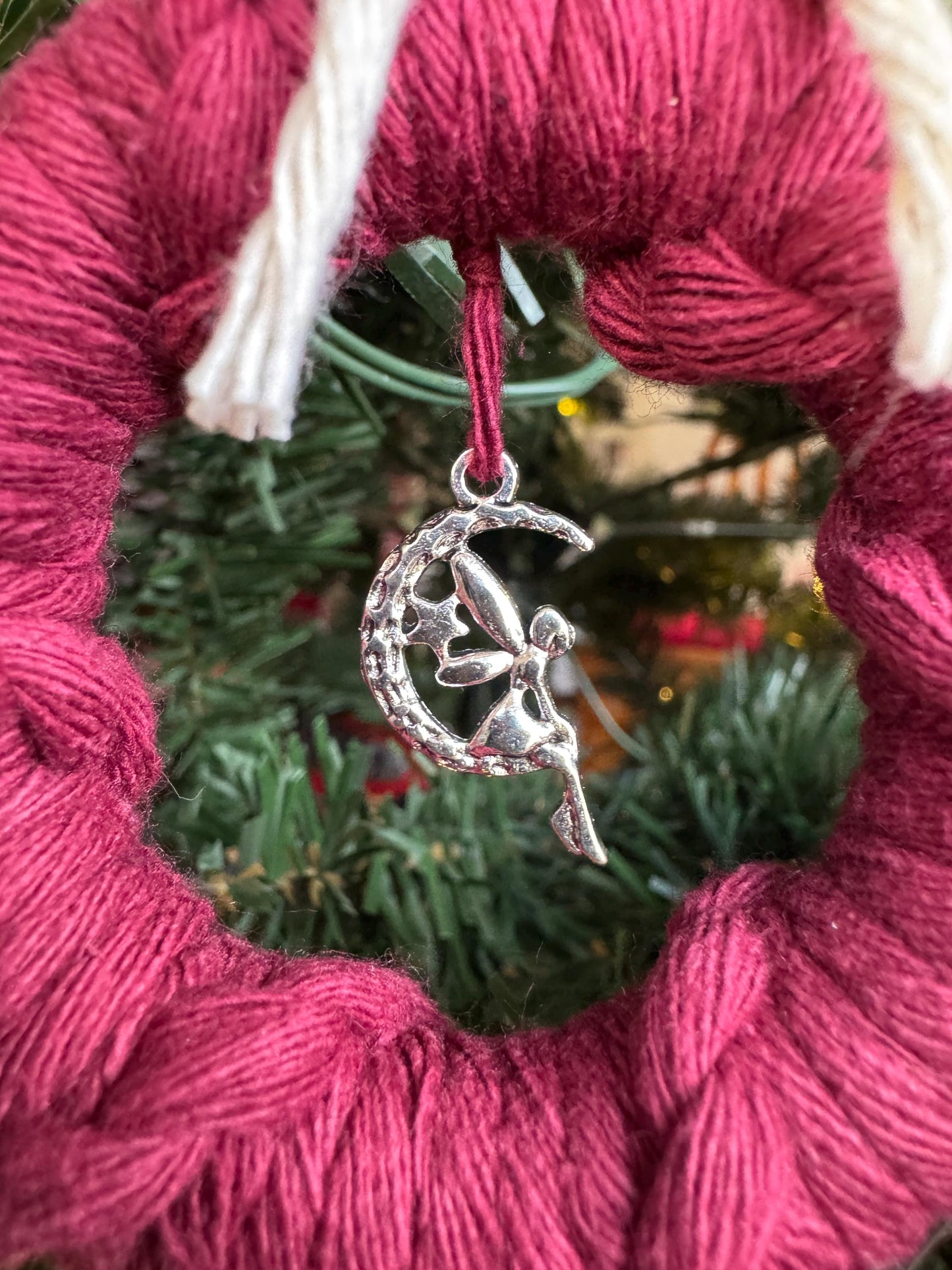 Macrame Fairy Ornament | Custom Handmade Christmas Decoration | Boho Bauble with Fairy Moon Charm