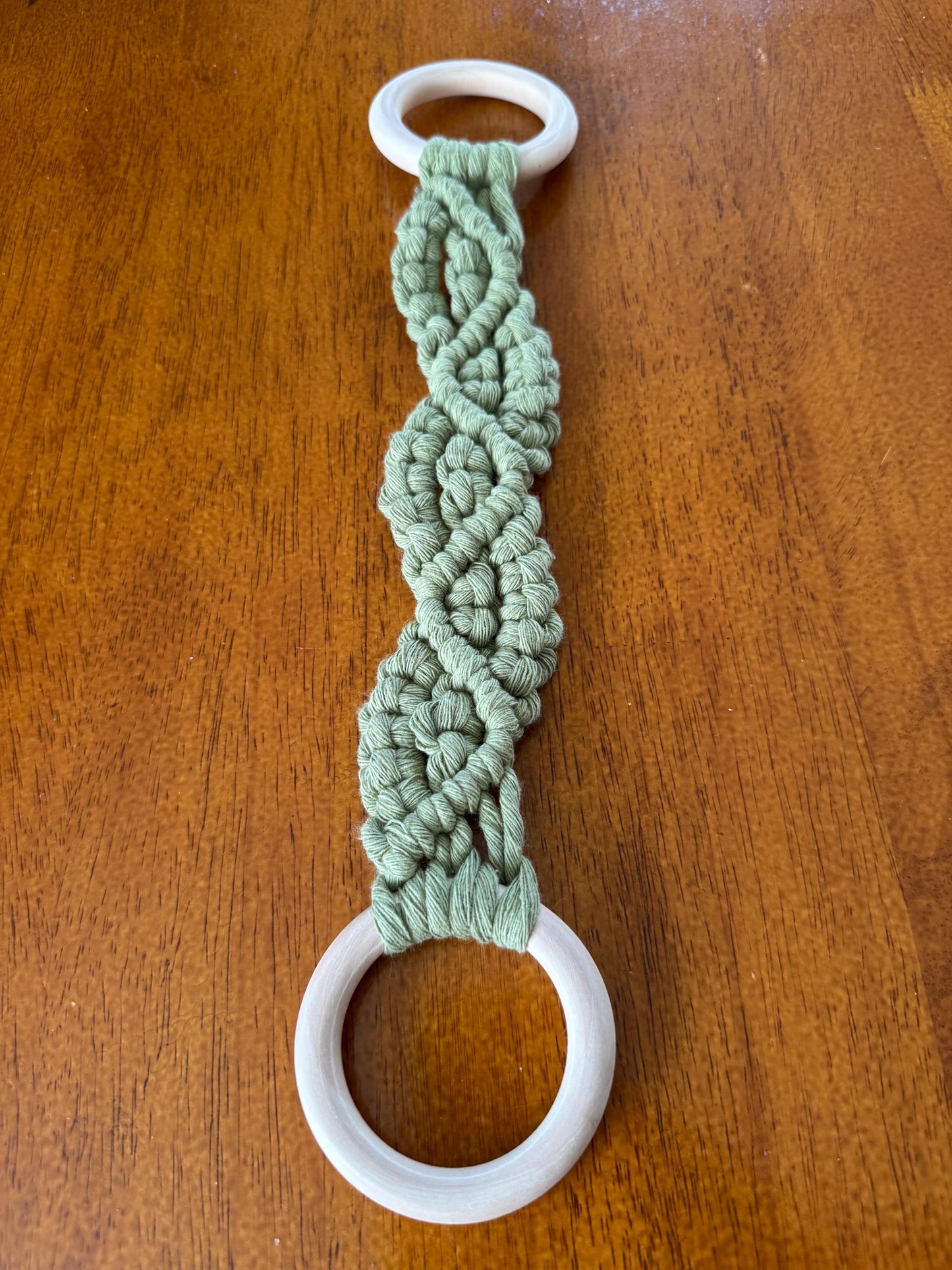 Green Macrame Tea Towel Holder | Ready-to-Post Studio Sample |  Boho Kitchen Decor