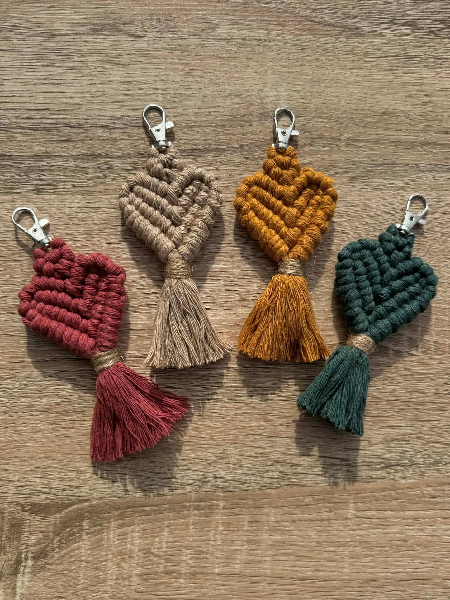 Macrame Heart Keyring | Custom Cotton Boho Bag Charm