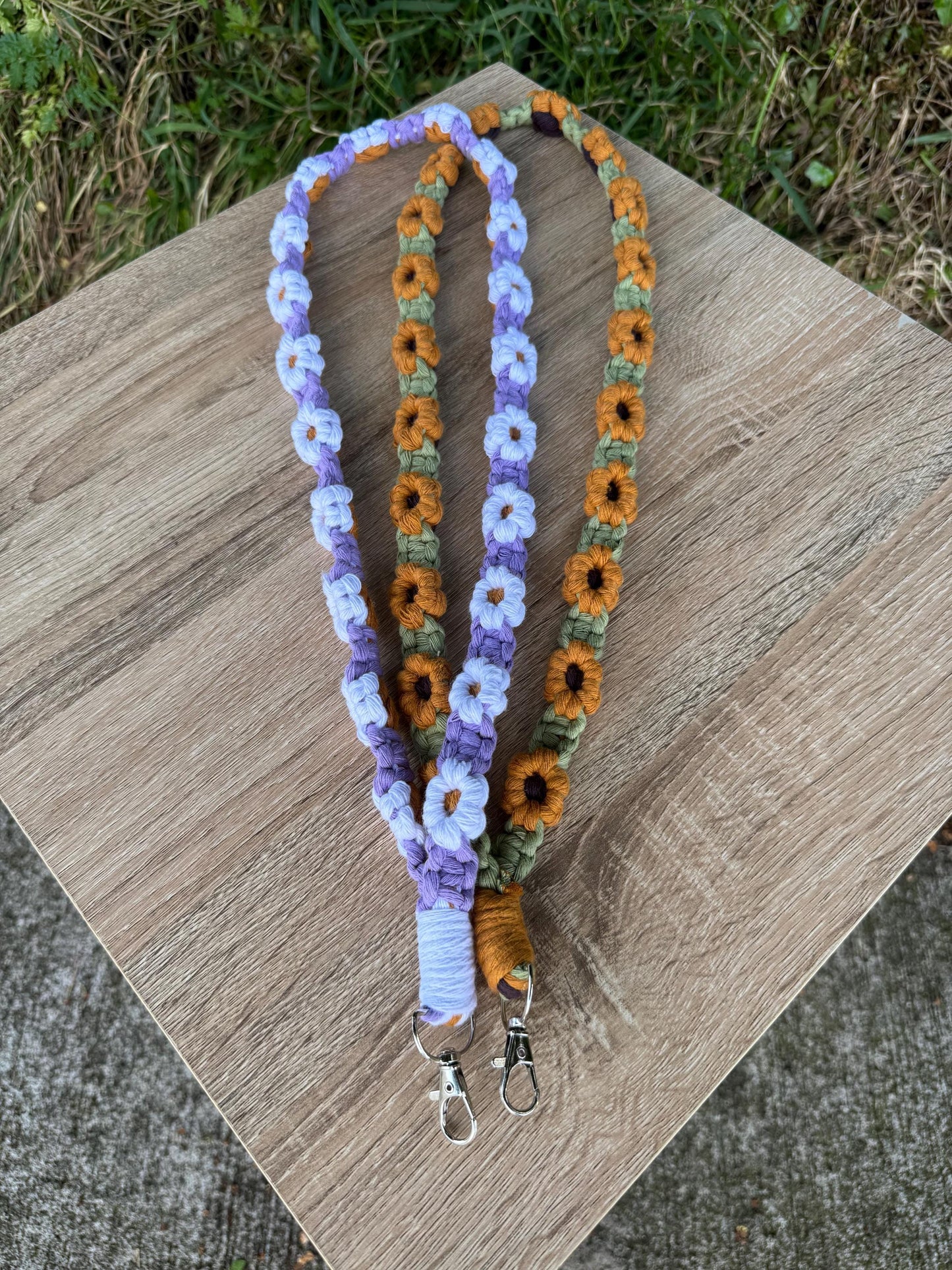 Handmade Macrame Flower Lanyard | Custom ID & Key Holder with Breakaway Clip