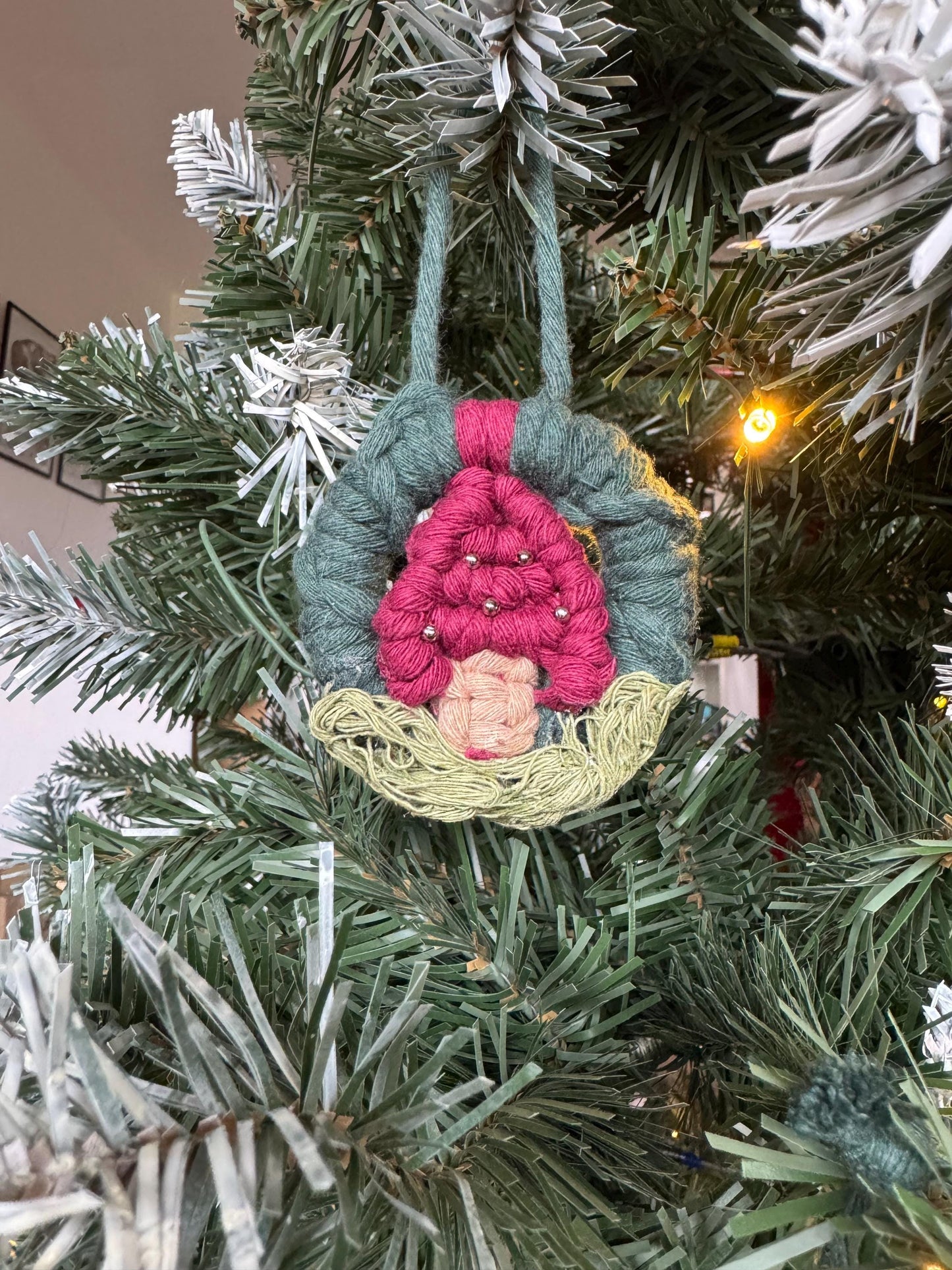 Macrame Mushroom Ornament | Custom Handmade Christmas Decoration | Toadstool Wreath Bauble