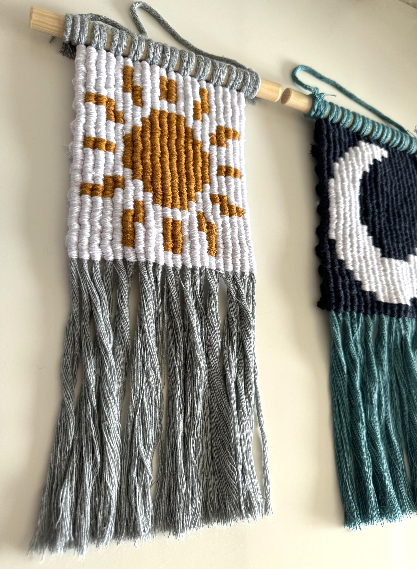 Sun Pixel Macrame Wall Hanging | Ready-to-Post Studio Sample | Handcrafted Celestial Tapestry | Boho Home Decor