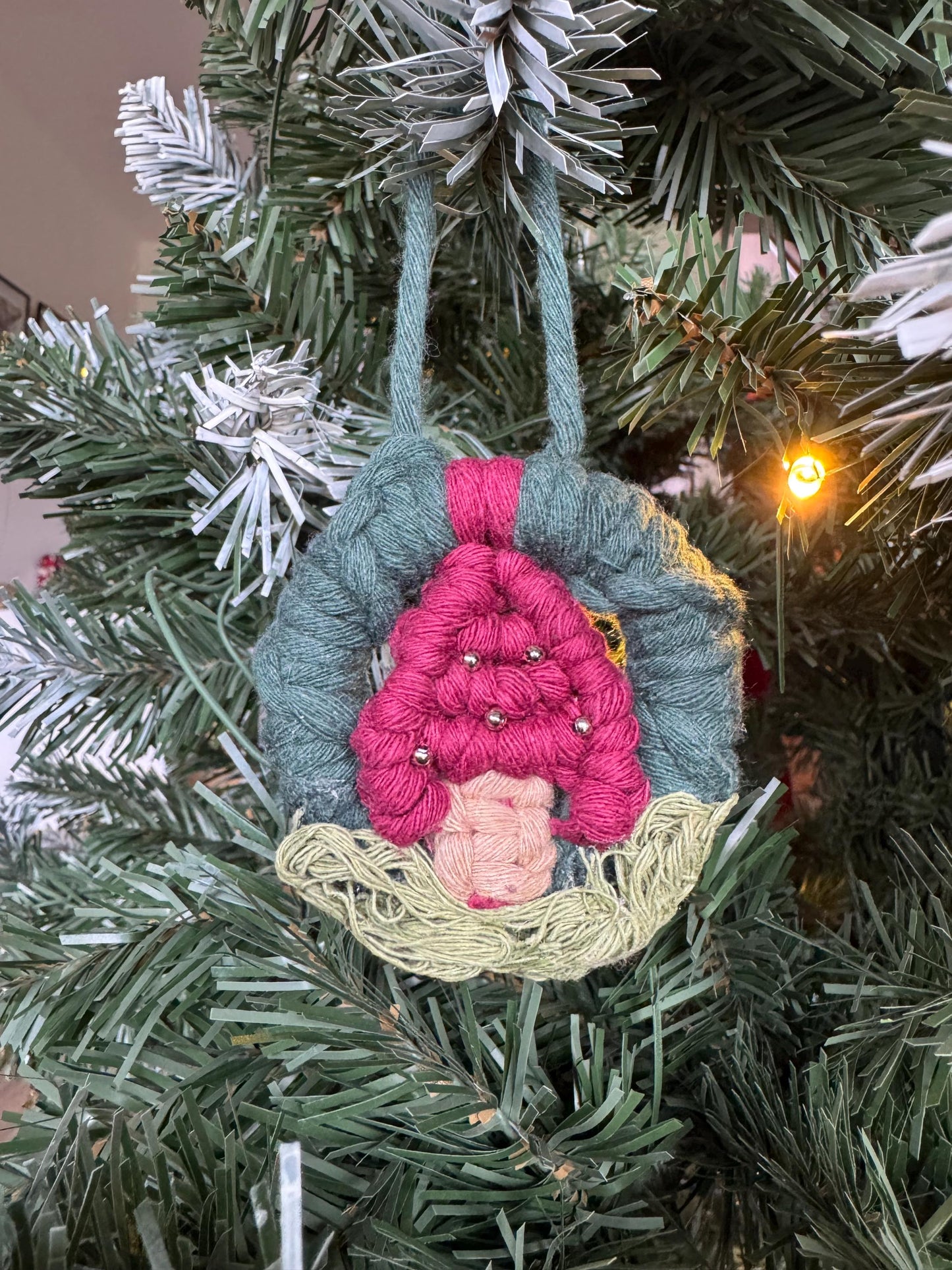 Macrame Mushroom Ornament | Custom Handmade Christmas Decoration | Toadstool Wreath Bauble