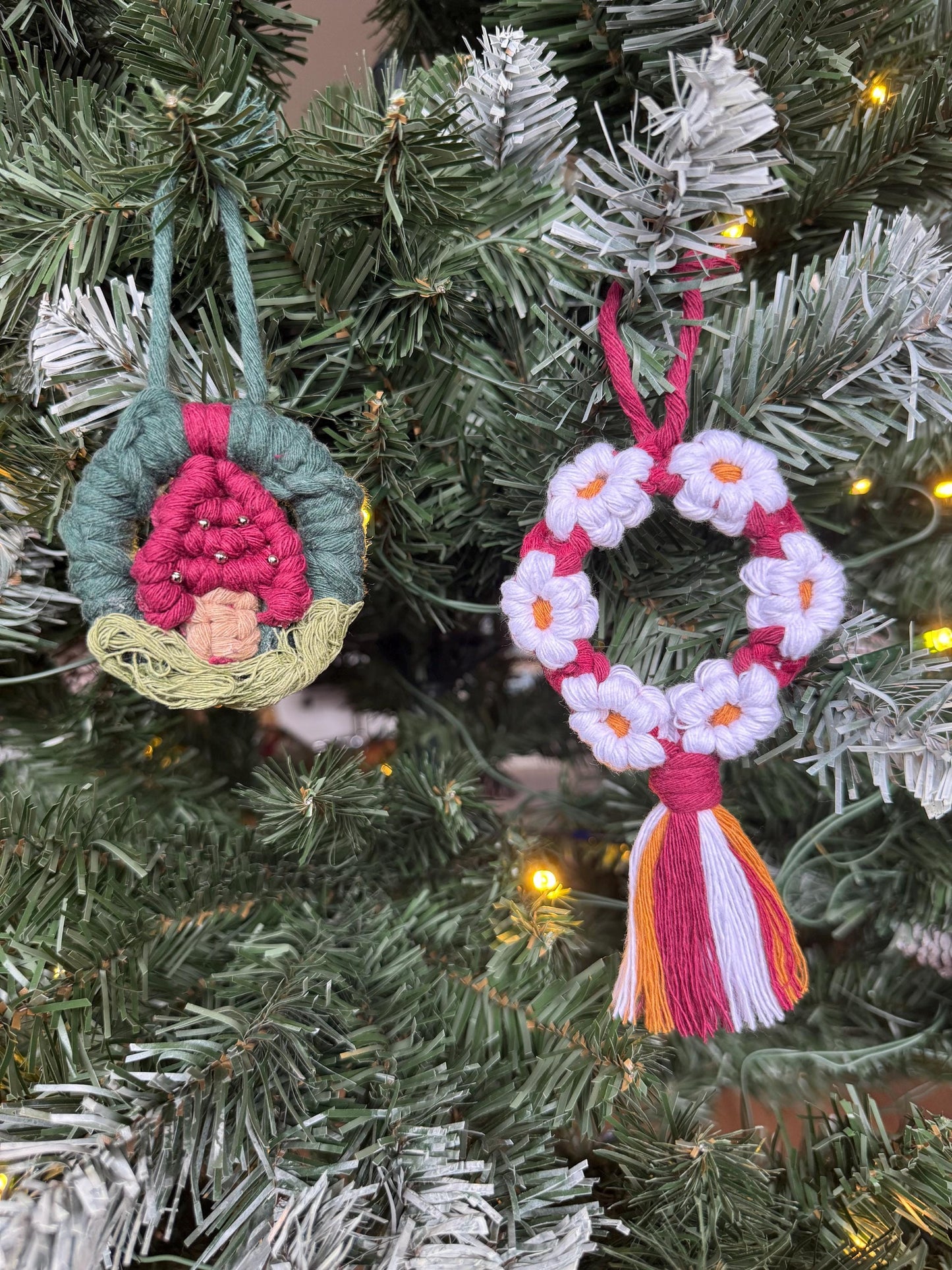 Macrame Mushroom Ornament | Custom Handmade Christmas Decoration | Toadstool Wreath Bauble