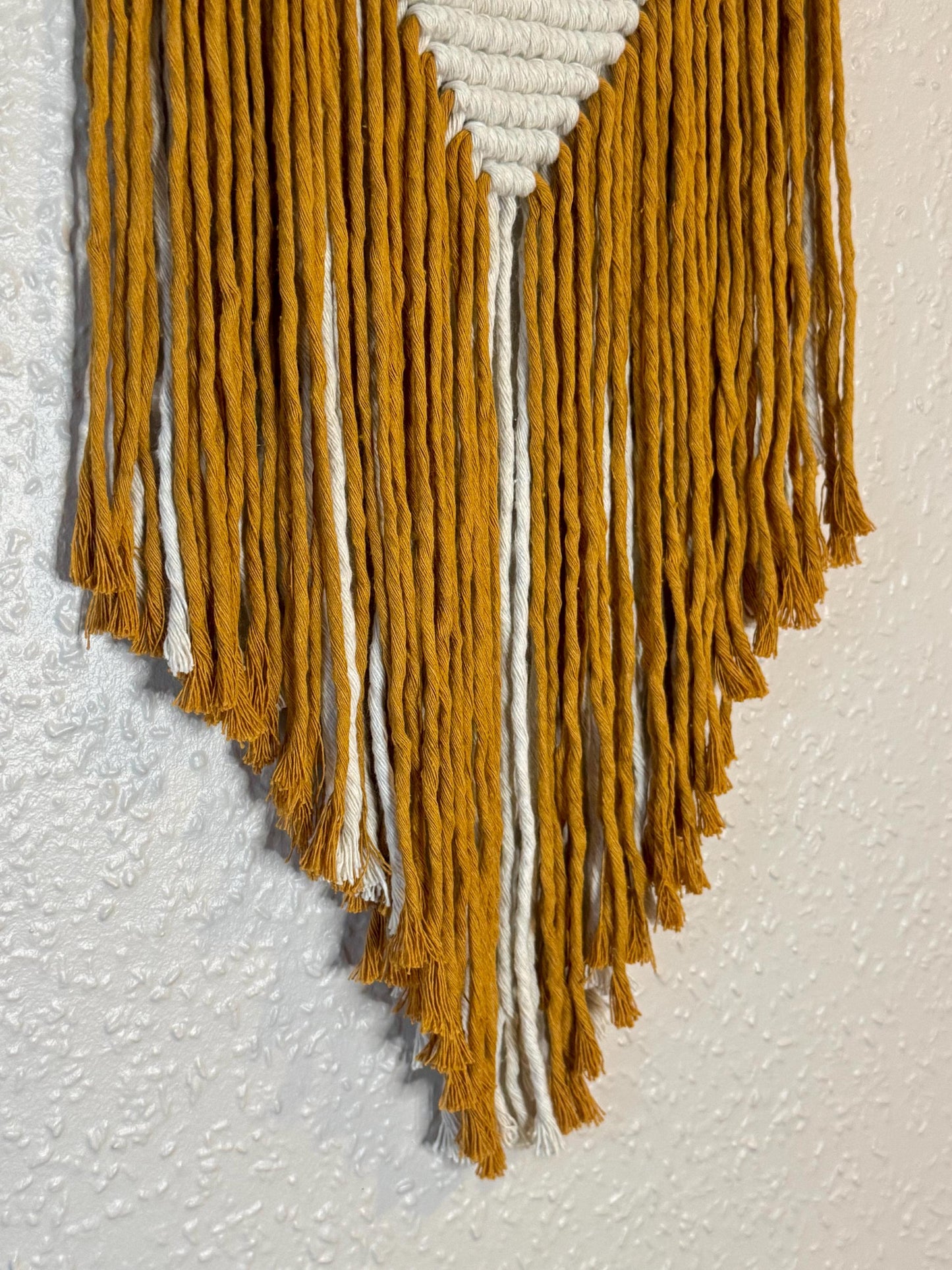 Mustard Yellow Macrame Wall Hanging | Handmade Geometric Fiber Art | Minimalist Boho Decor