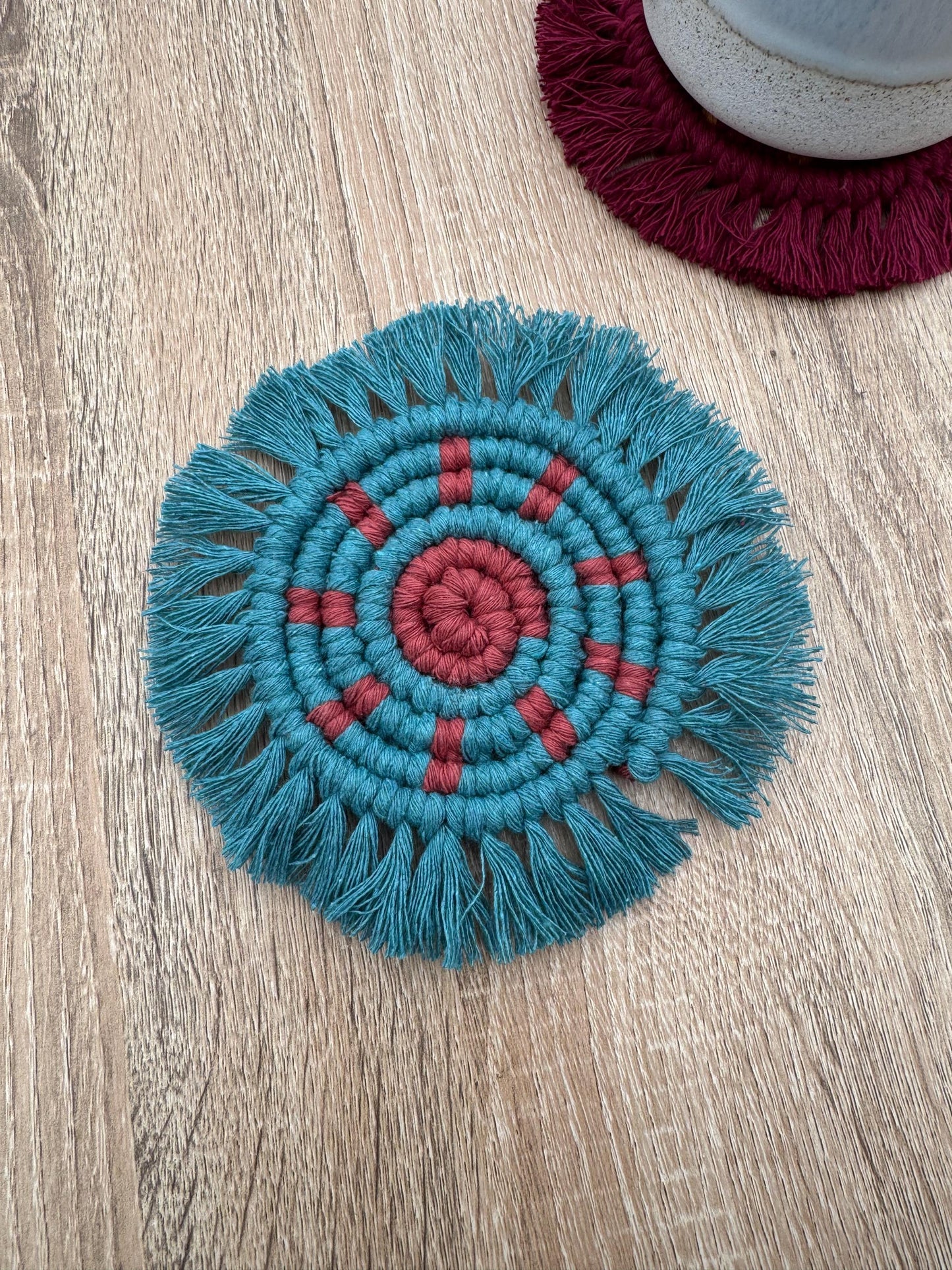 Custom Macrame Sun Coaster | Handmade Cotton Mug Rug | Boho & Celestial Home Decor