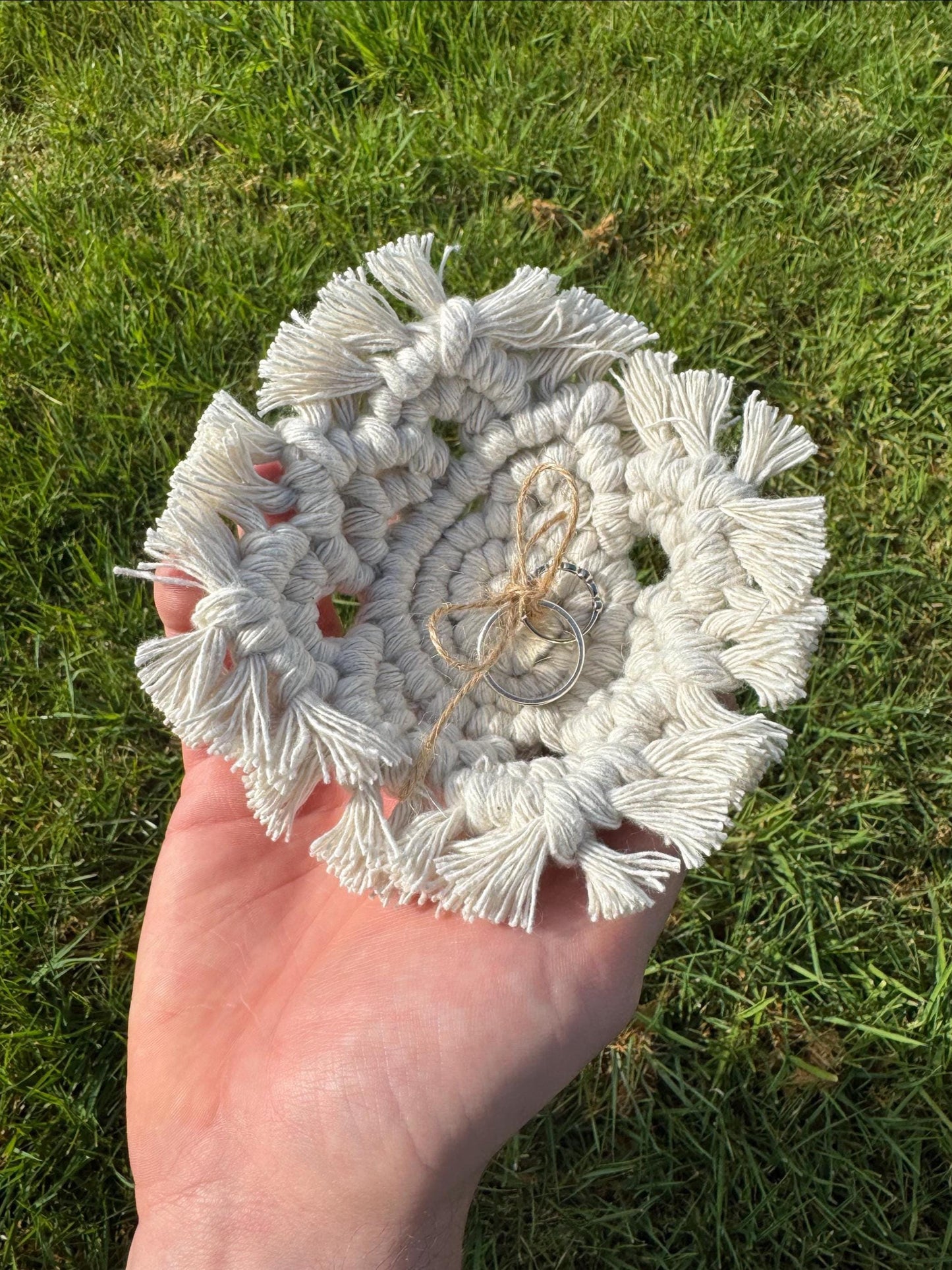 Handmade Macrame Wedding Ring Holder | Ready-to-Post Studio Sample | Boho Ceremony Keepsake