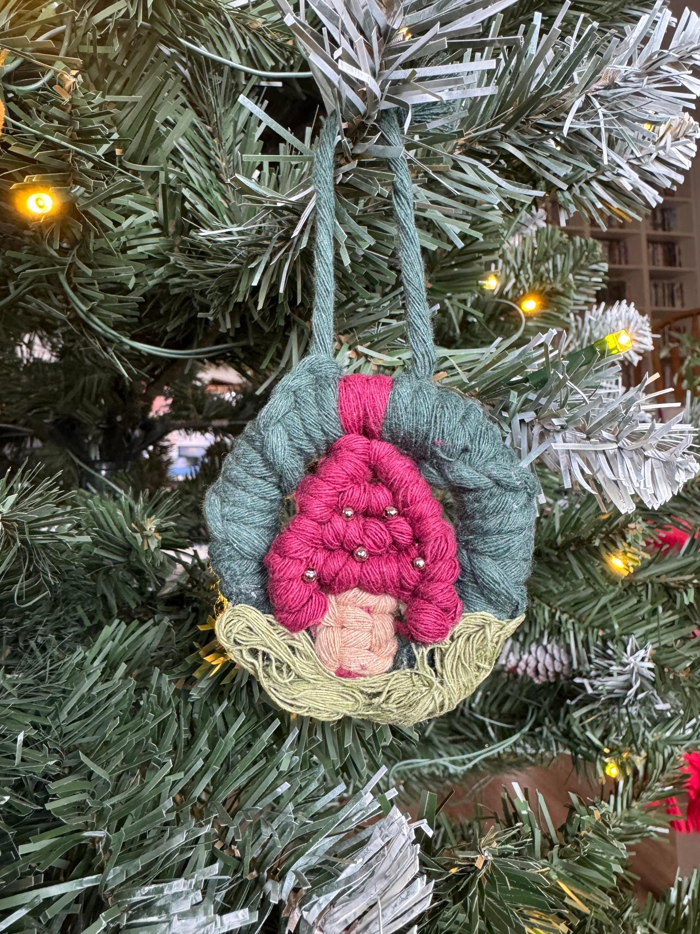 Macrame Mushroom Ornament | Custom Handmade Christmas Decoration | Toadstool Wreath Bauble