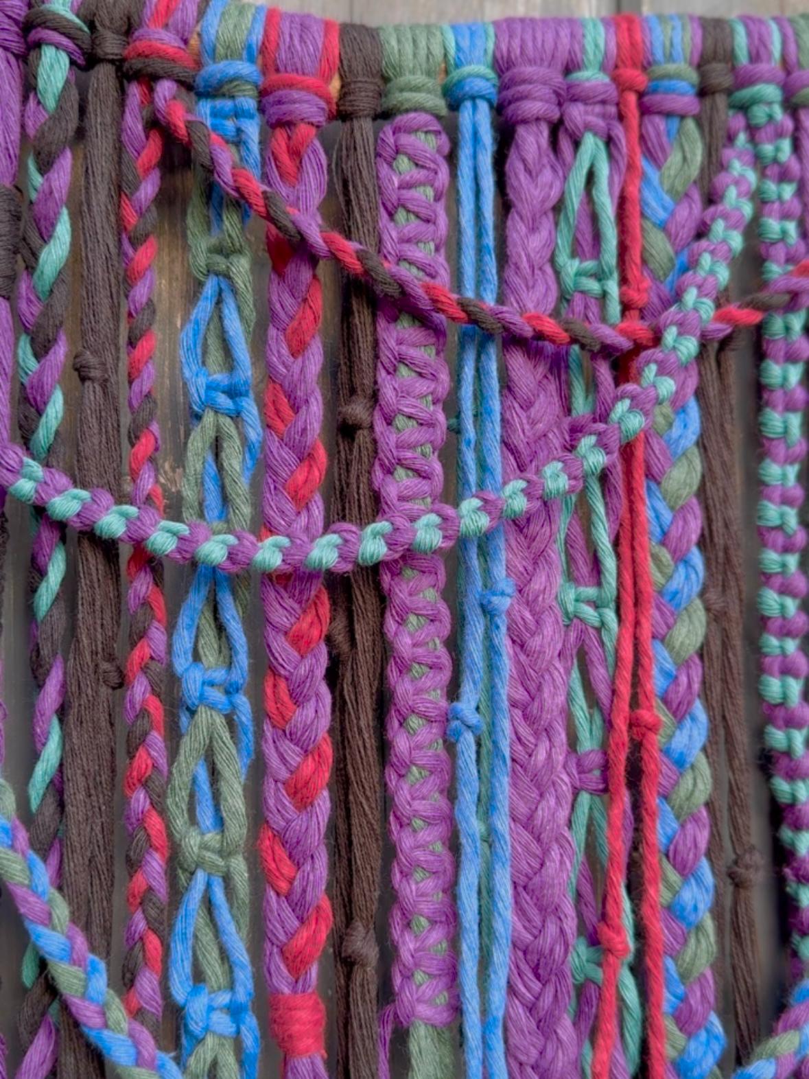 Witchy Macrame Wall Hanging | Handmade Purple Decor | Gothic Grunge Art on Driftwood