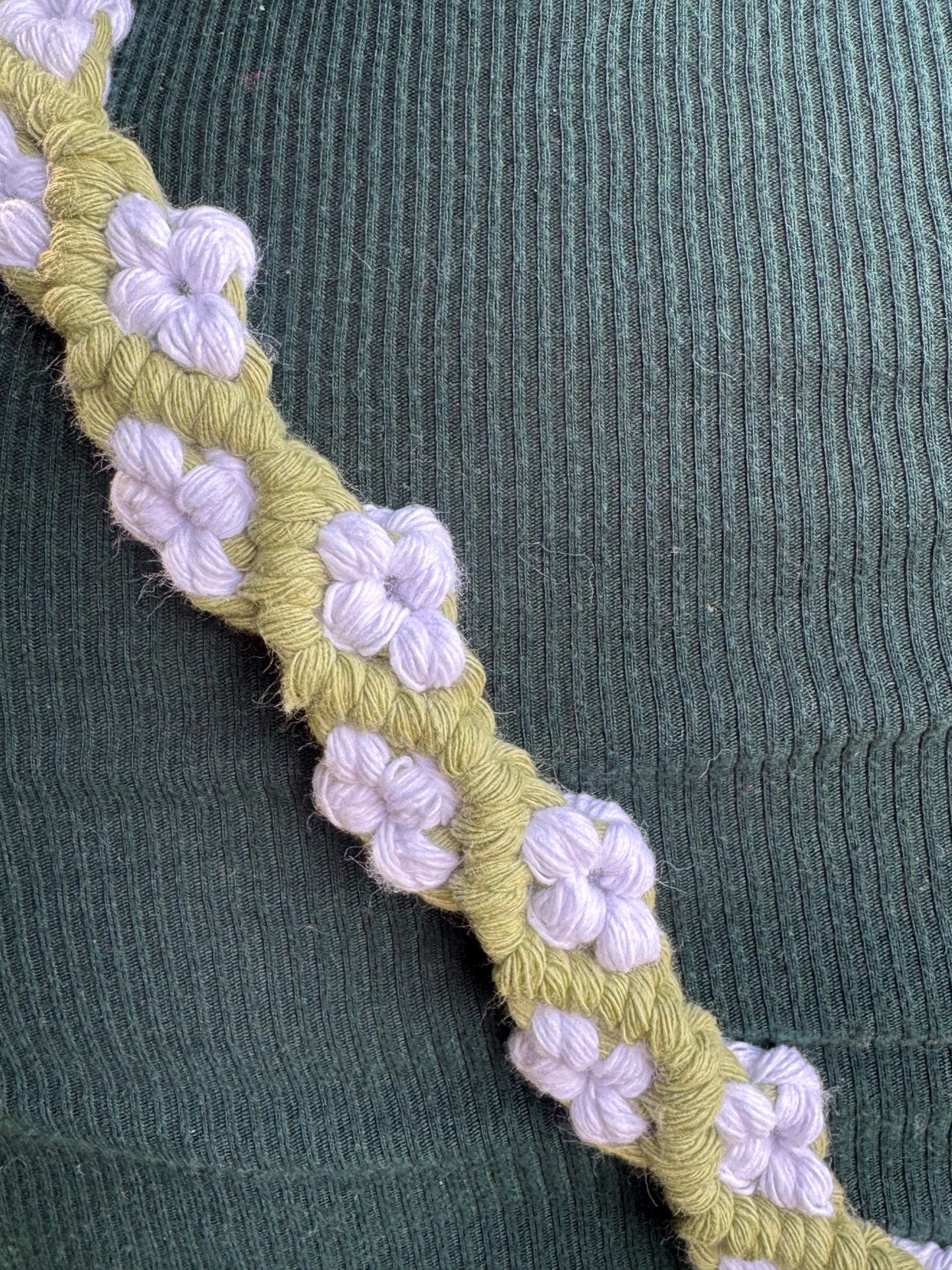 Green Floral Macrame Strap | Ready-to-Post Studio Sample | Handmade Boho Small Bag Accessory