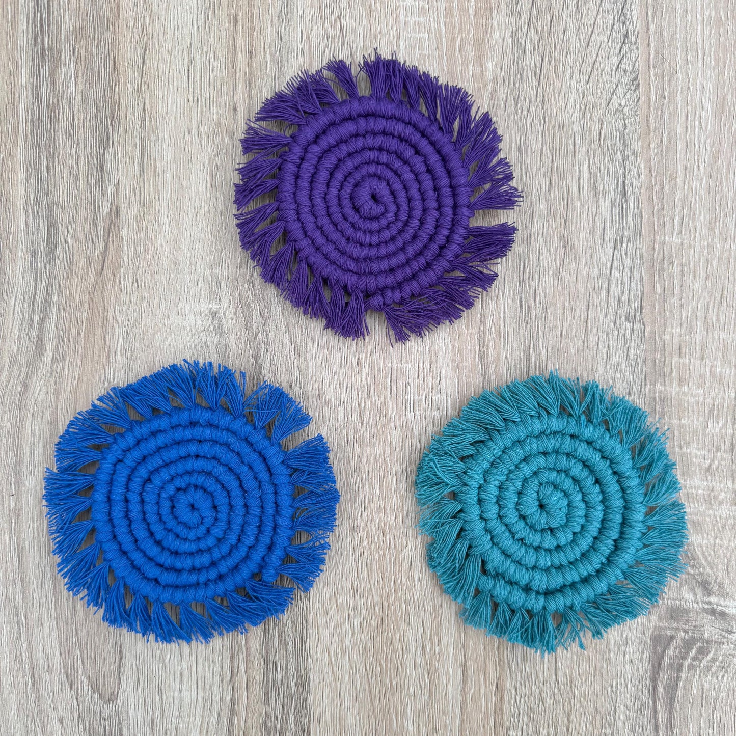Handmade Macrame Coaster | Boho Cotton Mug Rug | 20 Colours Available