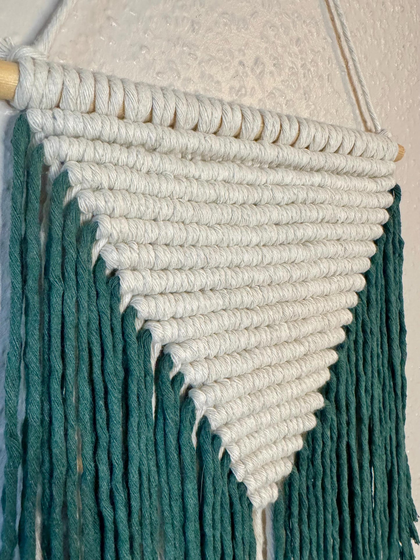Dark Green Macrame Wall Hanging | Handmade Geometric Fiber Art | Minimalist Boho Decor