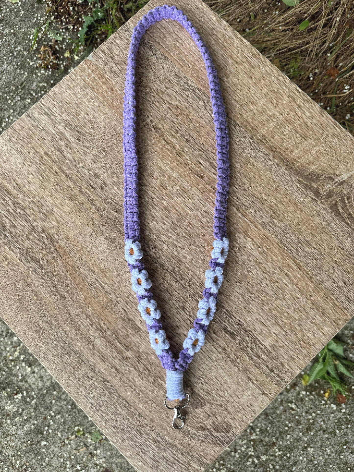 Handmade Macrame Flower Lanyard | Custom ID Holder with Breakaway Clip