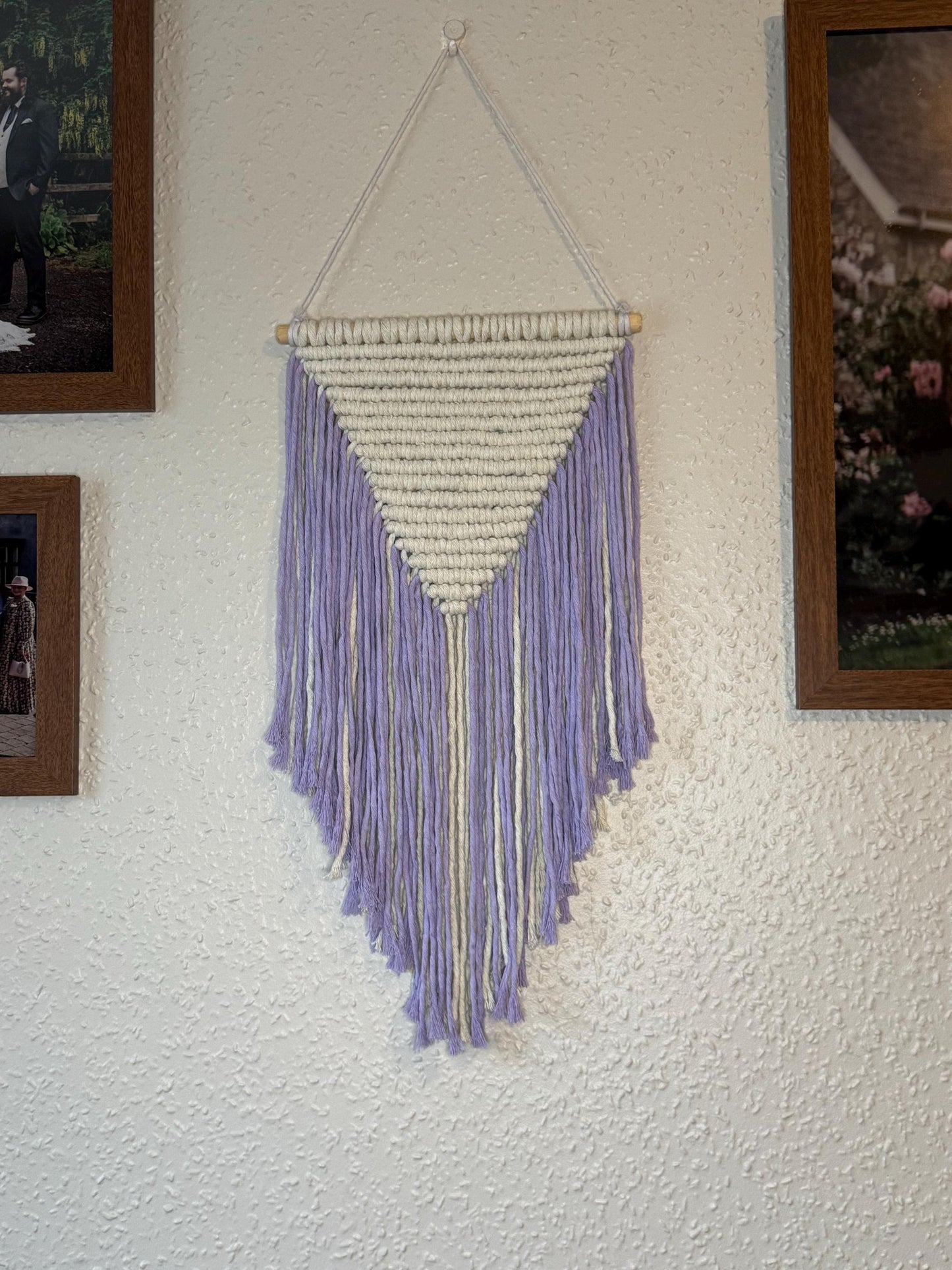 Lilac Macrame Wall Hanging | Handmade Geometric Fiber Art | Minimalist Boho Decor