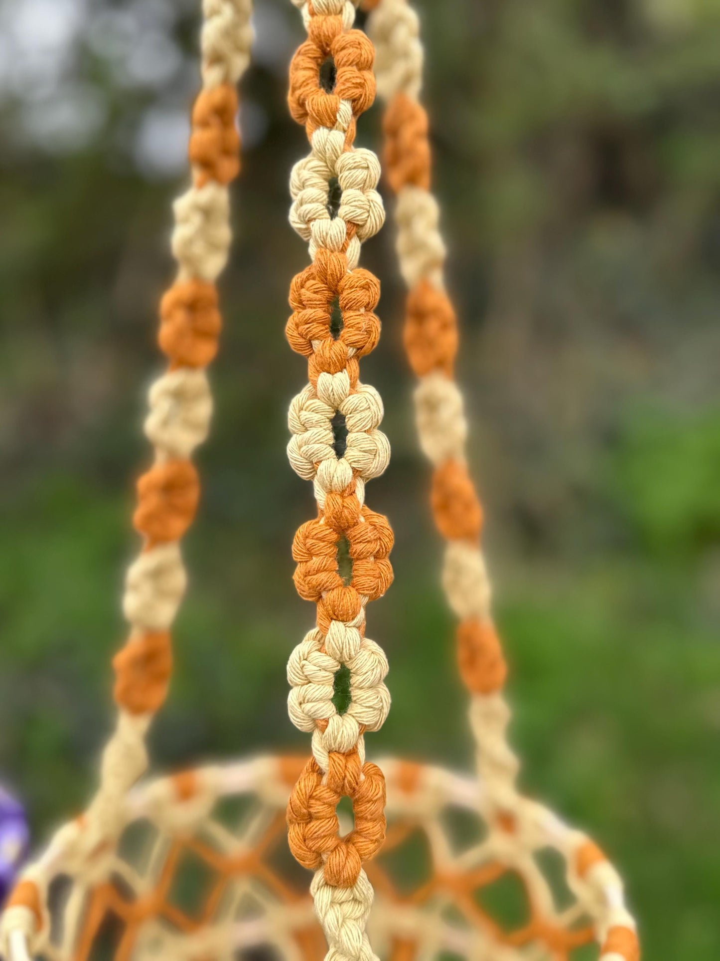 Floral Macrame Hanging Basket | Custom Coloured Plant Hanger | Handmade Decorative Fruit Basket with Tassel