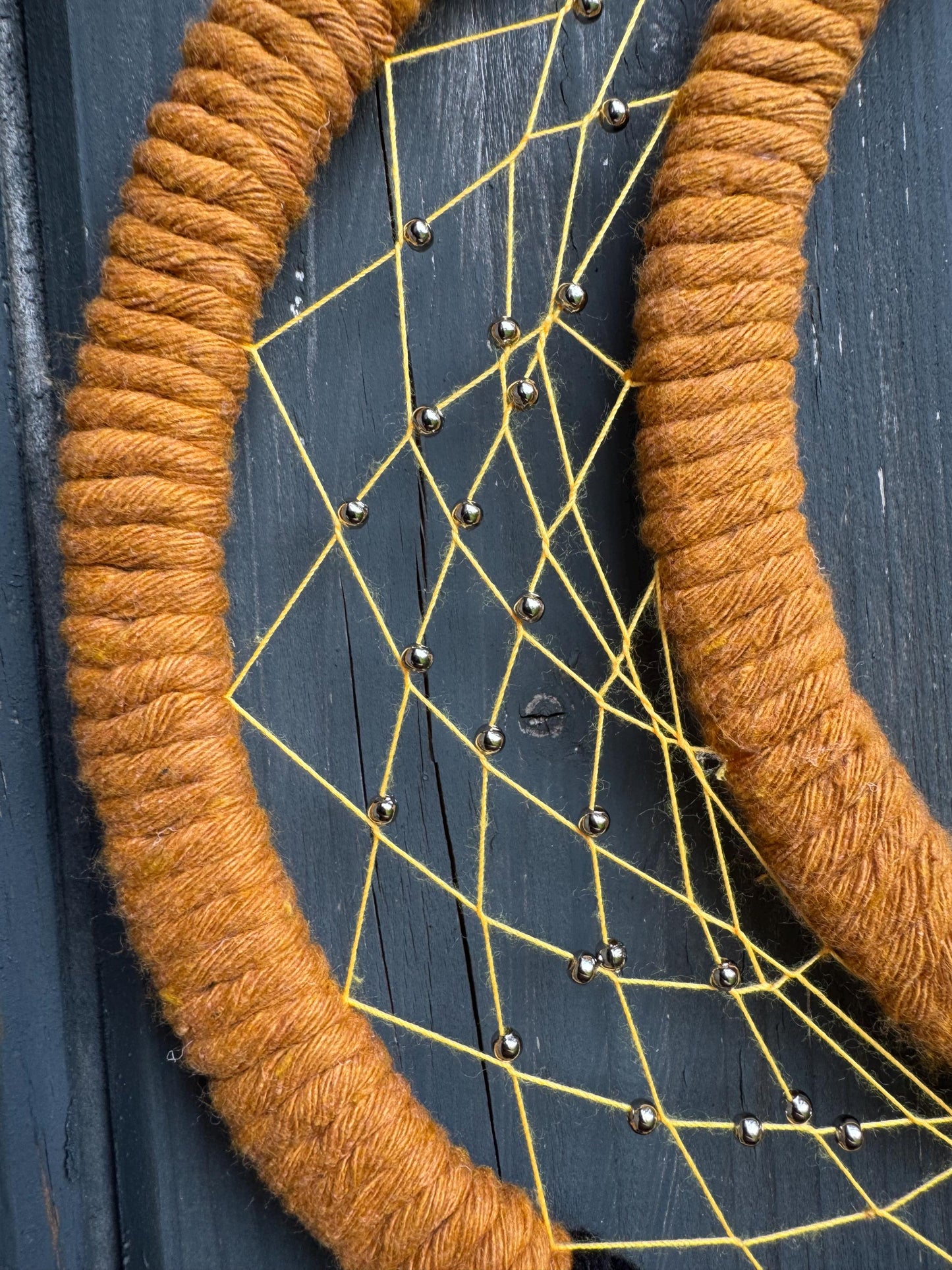 Bat and Moon Macrame Wall Hanging | Handmade Halloween Dreamcatcher