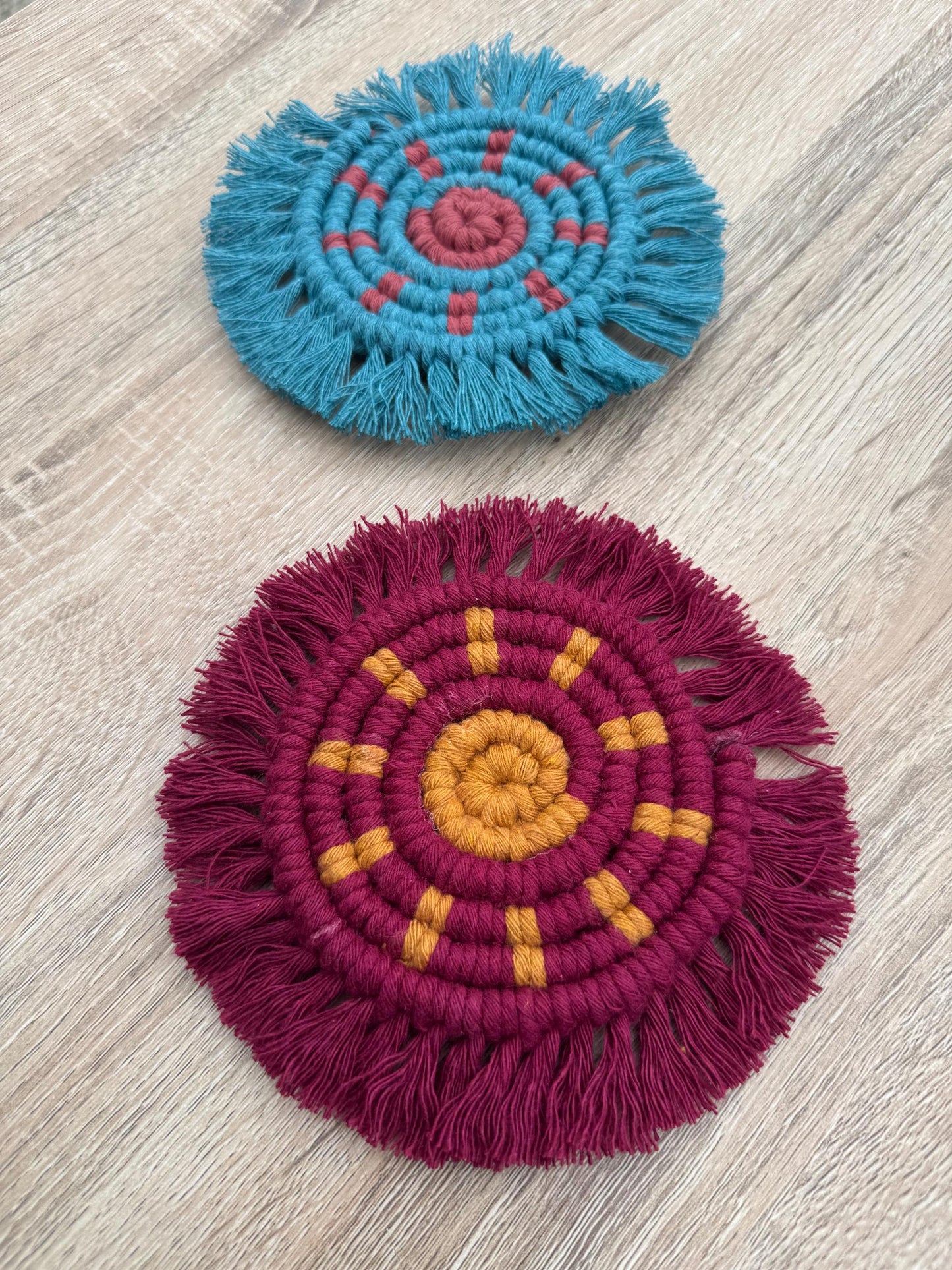 Custom Macrame Sun Coaster | Handmade Cotton Mug Rug | Boho & Celestial Home Decor