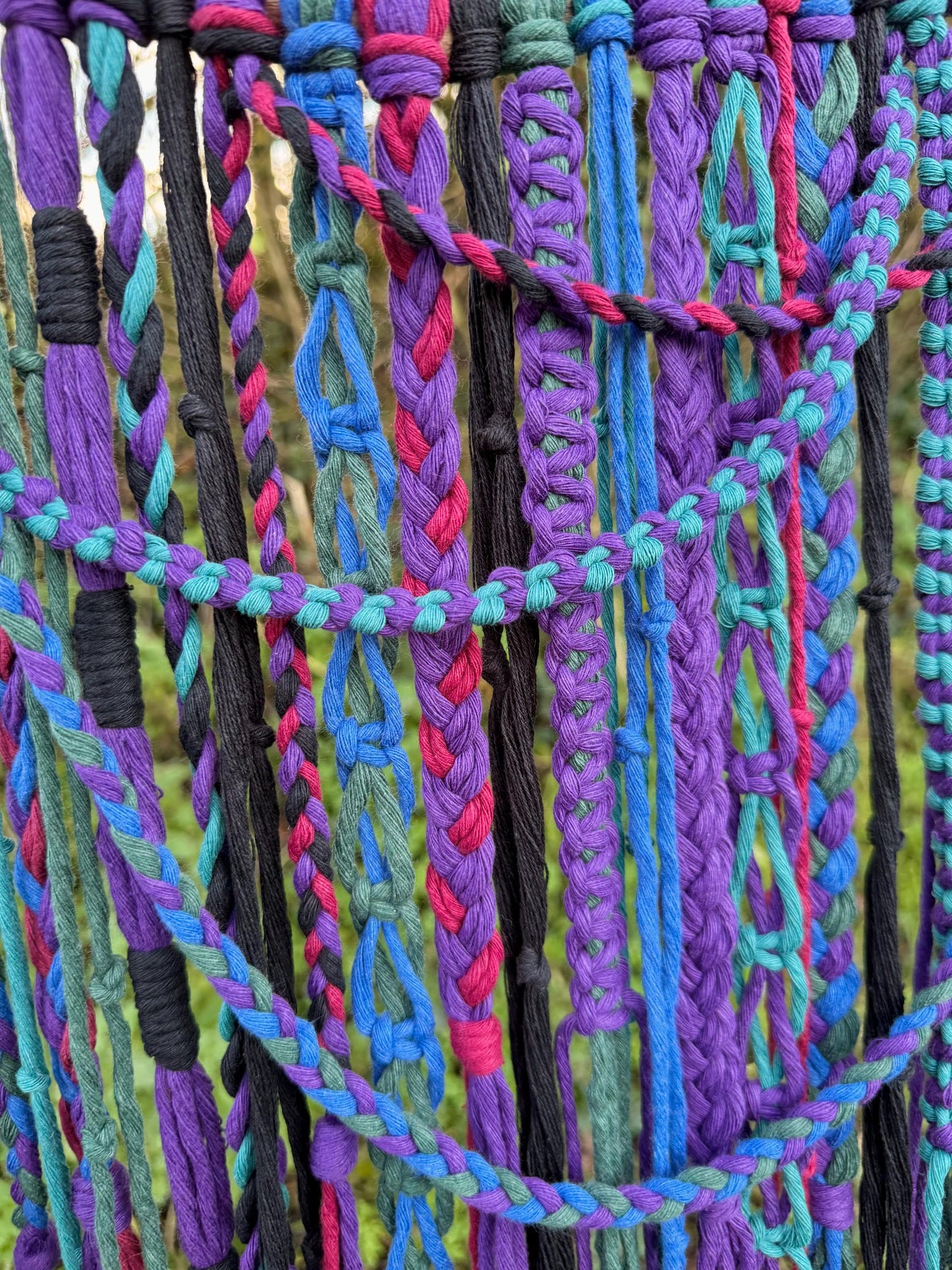 Witchy Macrame Wall Hanging | Handmade Purple Decor | Gothic Grunge Art on Driftwood