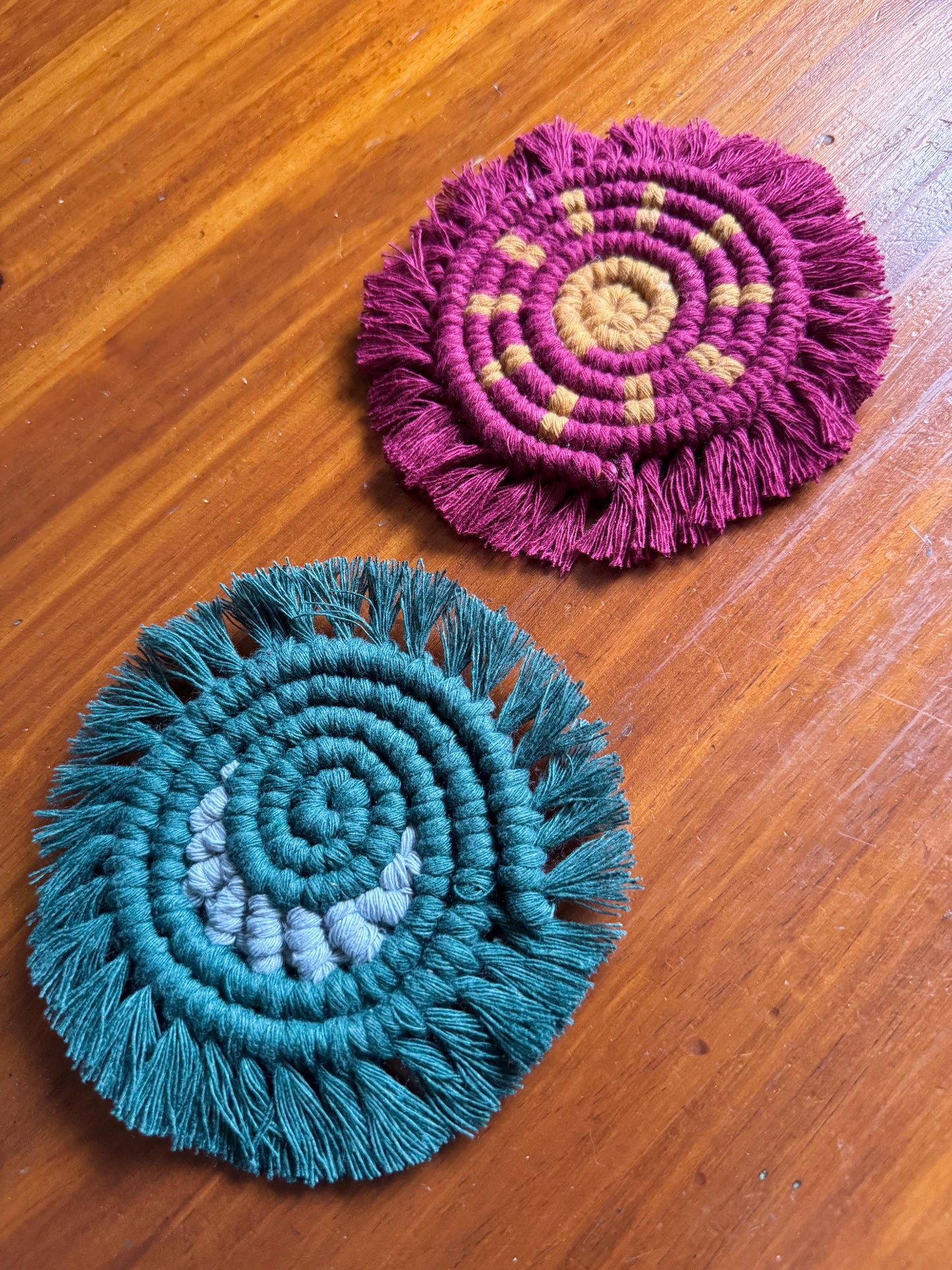 Custom Macrame Moon Coaster | Handmade Cotton Mug Rug | Boho & Celestial Home Decor