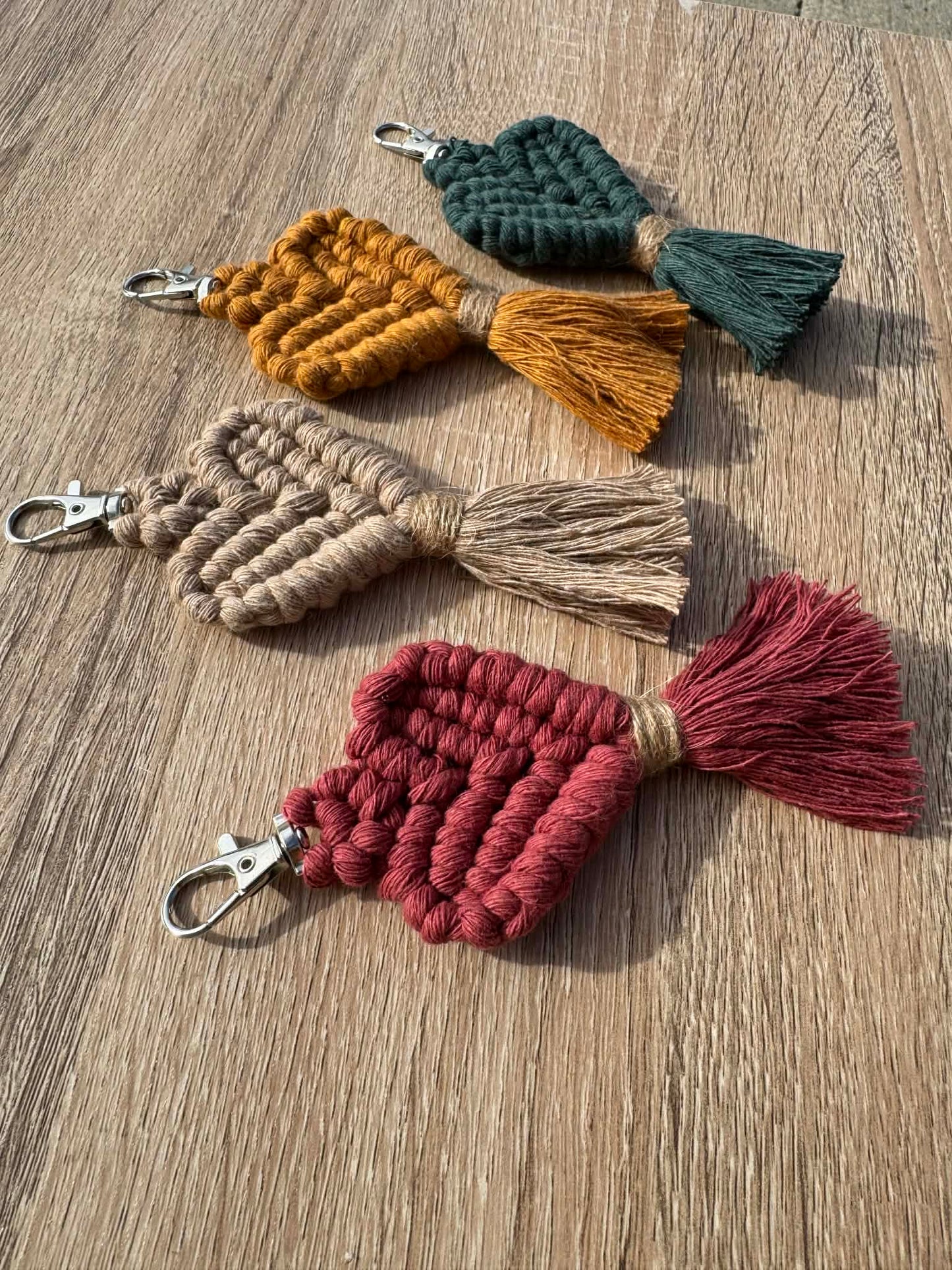 Macrame Heart Keyring | Custom Cotton Boho Bag Charm
