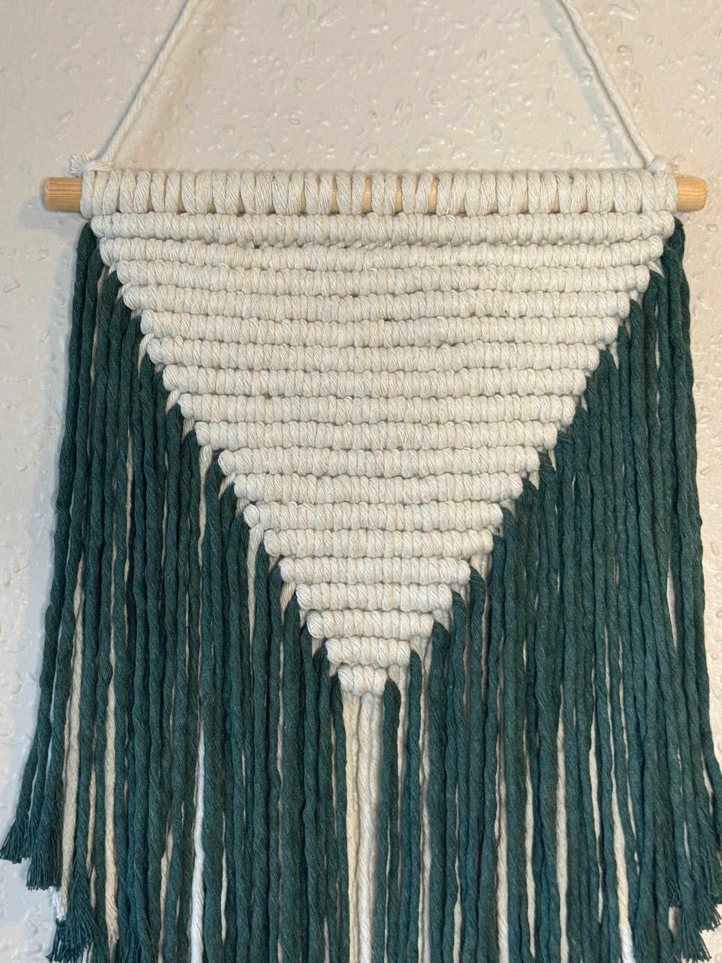 Dark Green Macrame Wall Hanging | Handmade Geometric Fiber Art | Minimalist Boho Decor