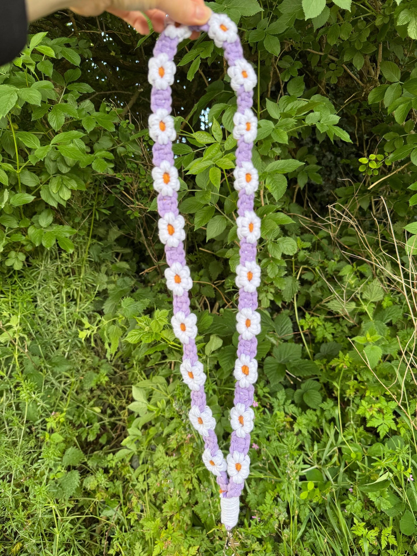 Handmade Macrame Flower Lanyard | Ready-to-Post Studio Sample | Cotton Cord ID & Key Holder