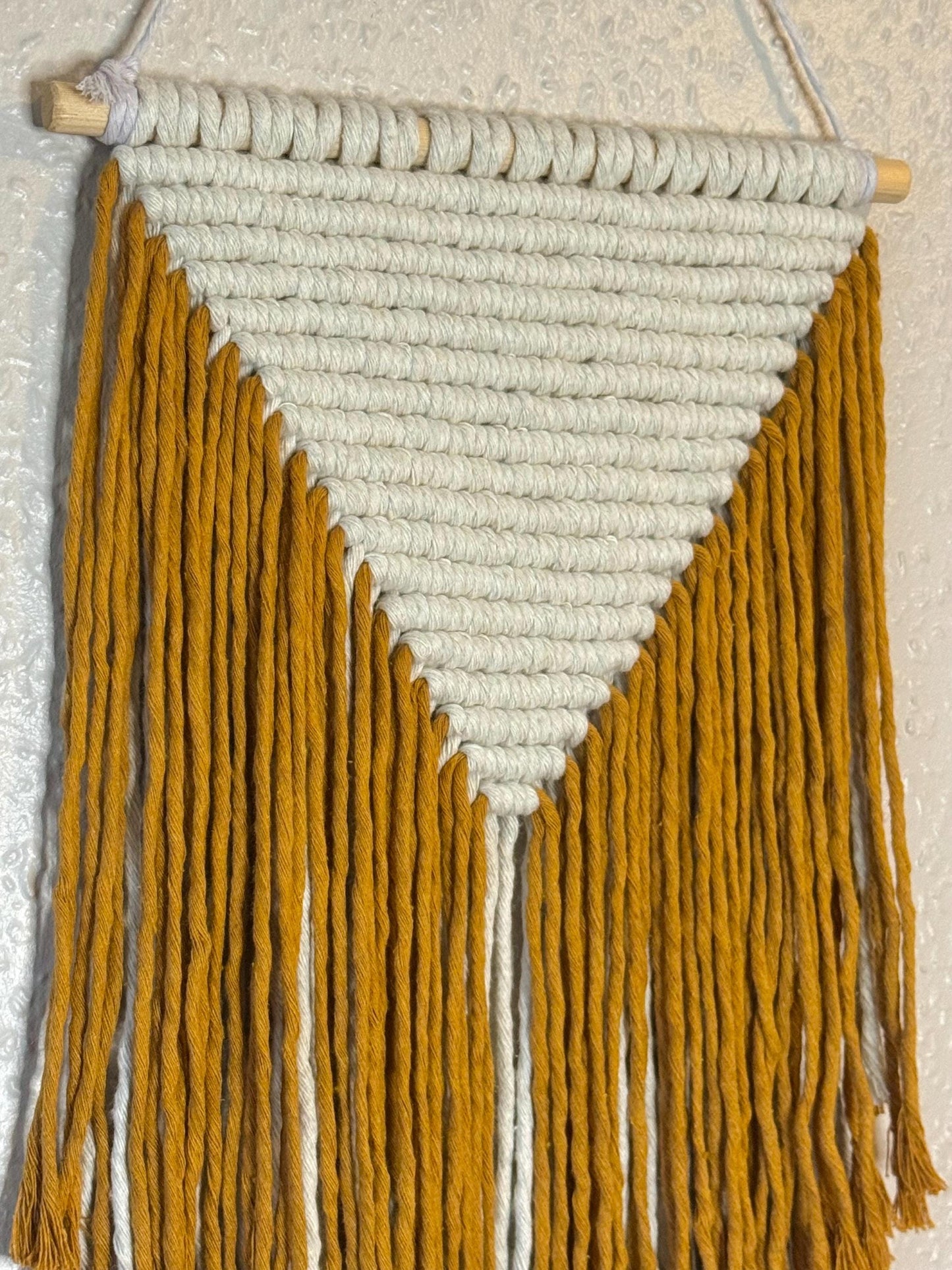 Mustard Yellow Macrame Wall Hanging | Handmade Geometric Fiber Art | Minimalist Boho Decor
