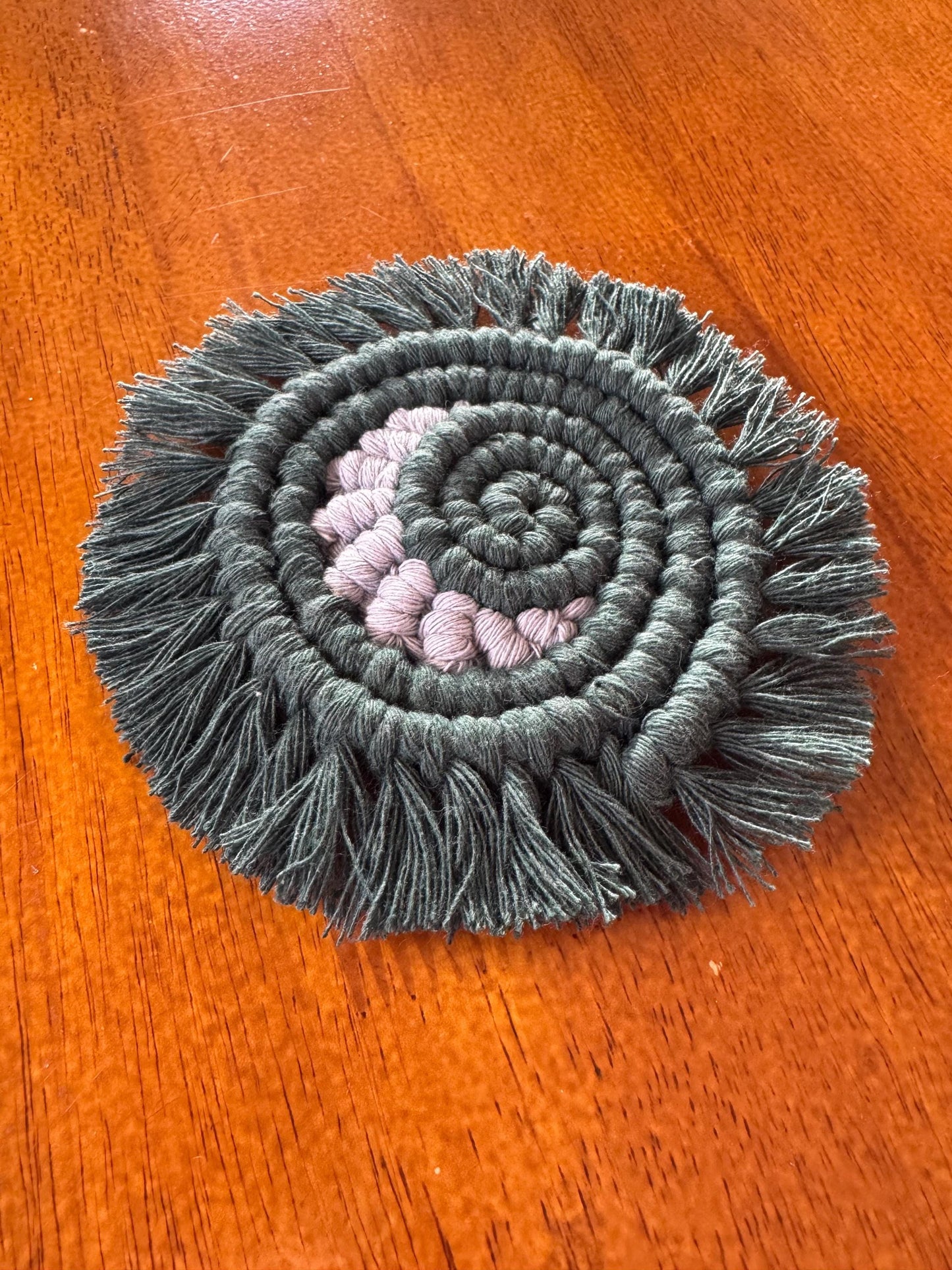 Macrame Moon Coaster | Ready-to-Post Studio Sample | Handmade Cotton Mug Rug | Boho & Celestial Home Decor