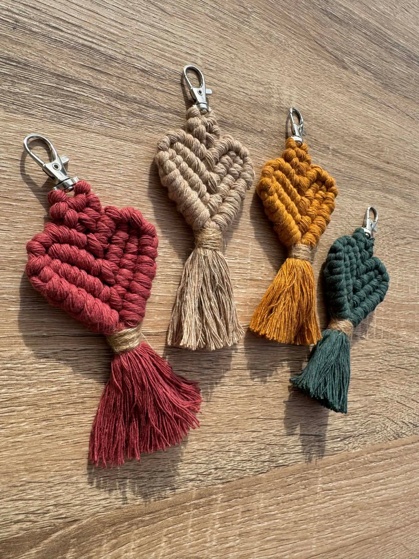 Macrame Heart Keyring | Custom Cotton Boho Bag Charm