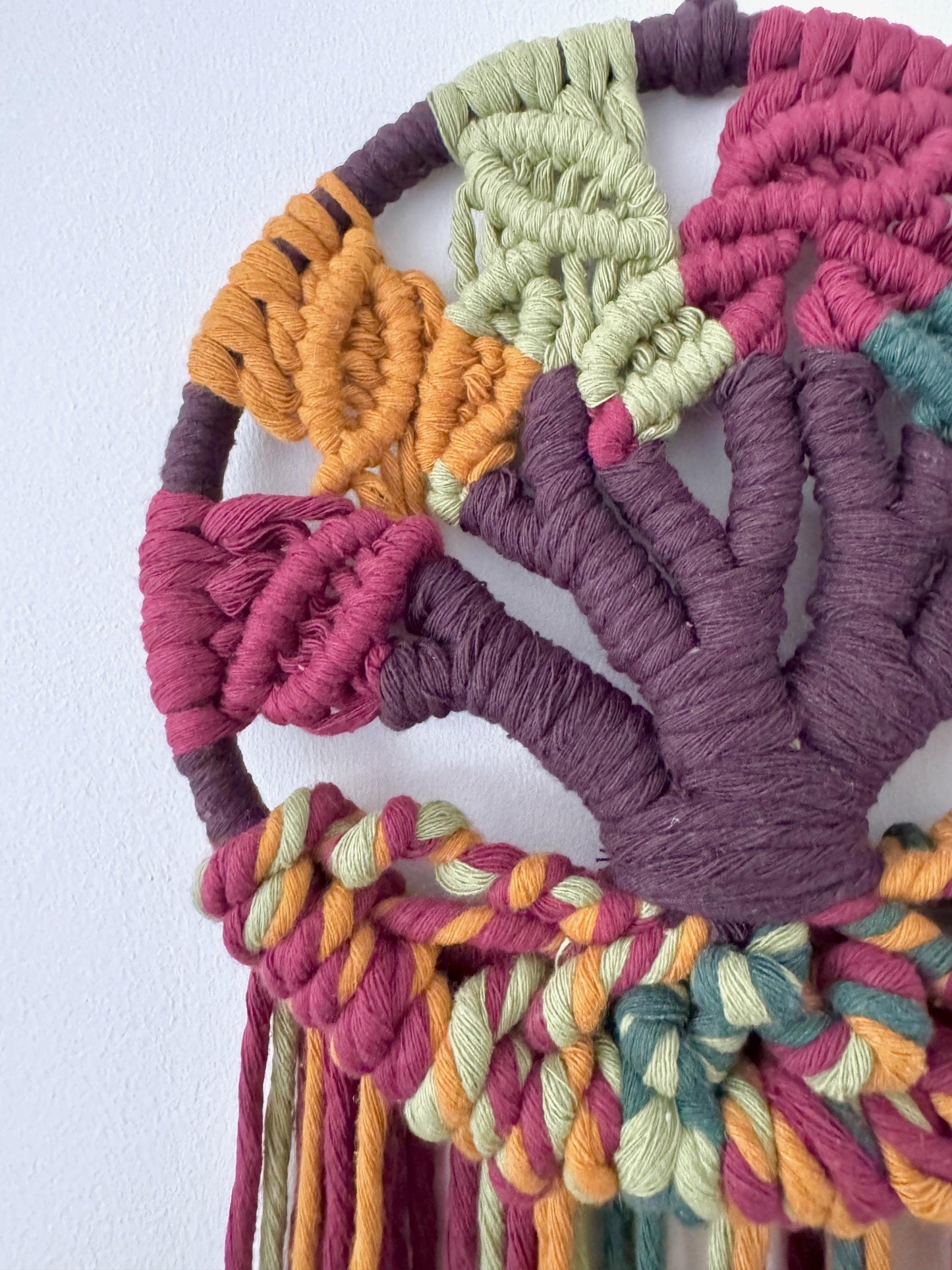 Autumn Macrame Tree of Life | Colourful Boho Wall Hanging with Cotton Cord