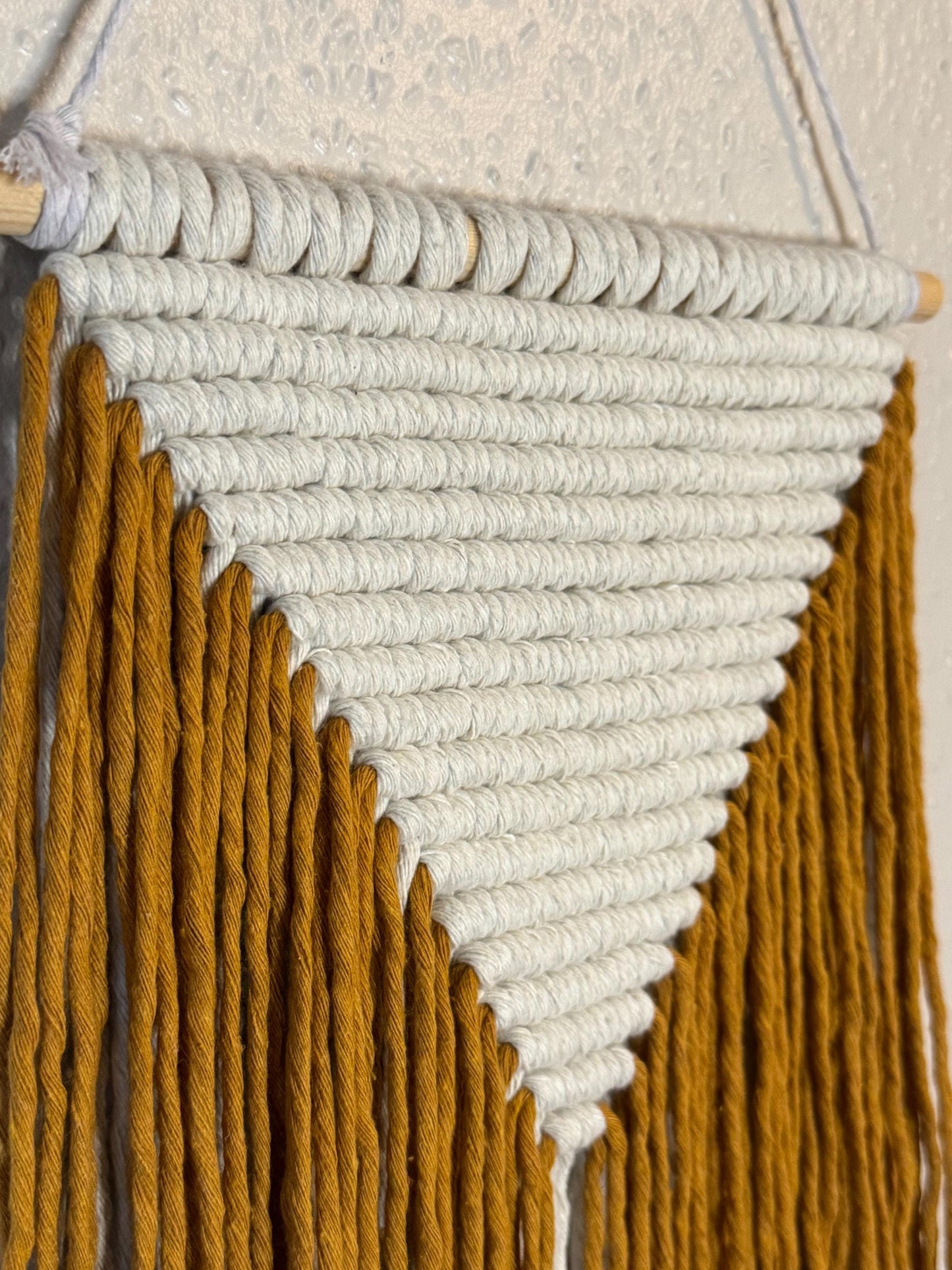 Mustard Yellow Macrame Wall Hanging | Handmade Geometric Fiber Art | Minimalist Boho Decor